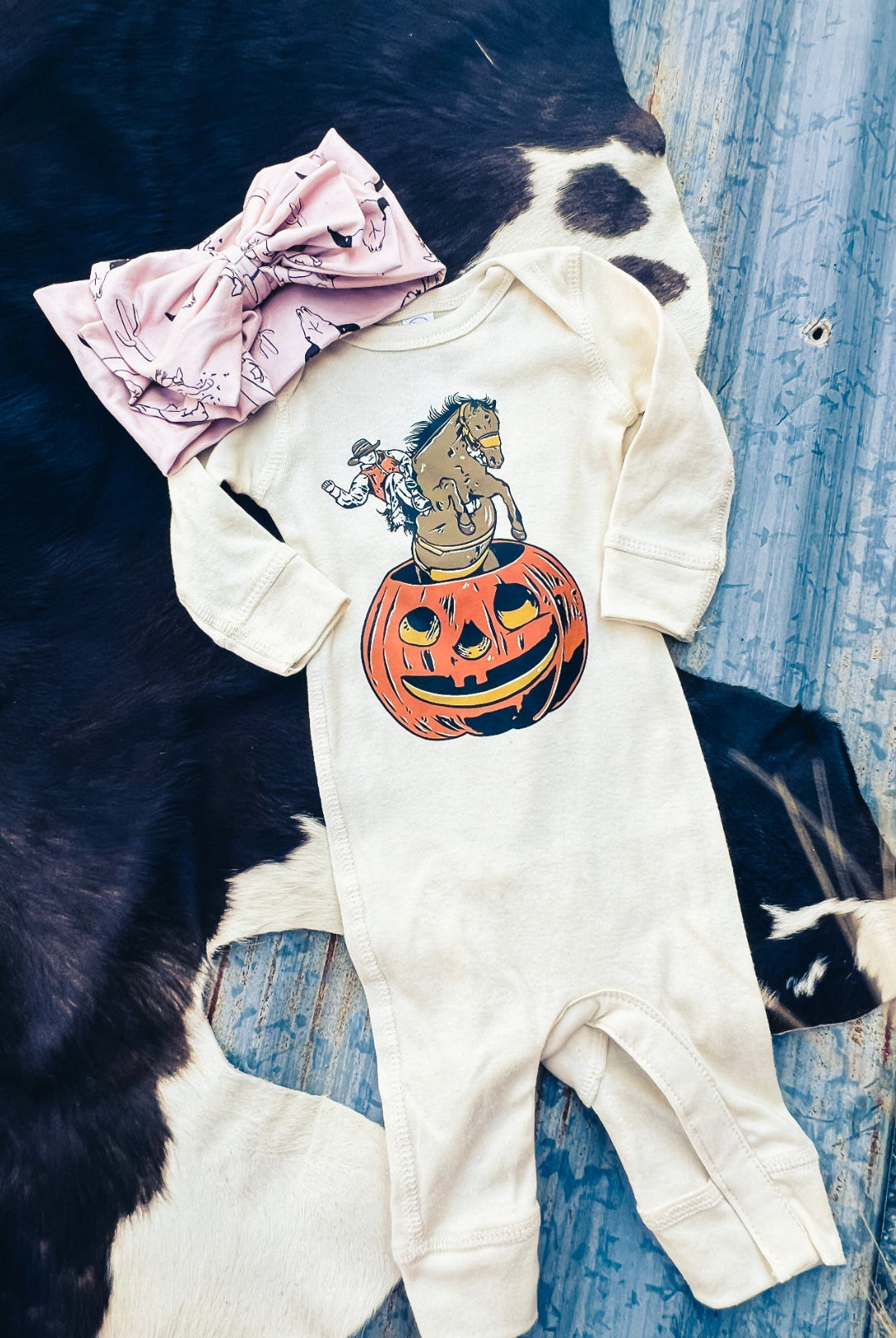 Pumpkin Cowboy (One piece Long Onesie)