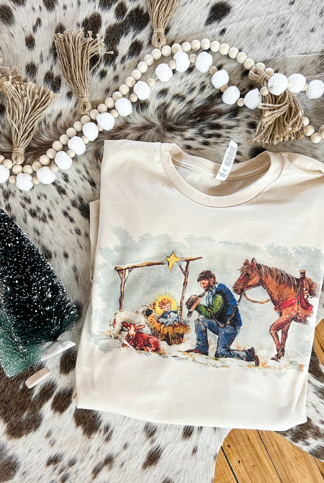 Silent Night Christmas Design Tee or Sweatshirt (cream) (Adult)
