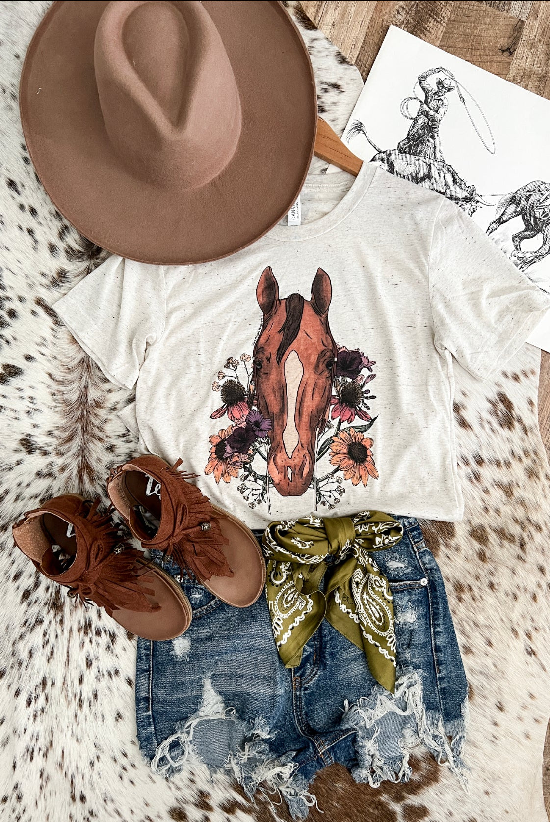 Sorrel Horse Flowers S/S Tee (Adult)(Cream)