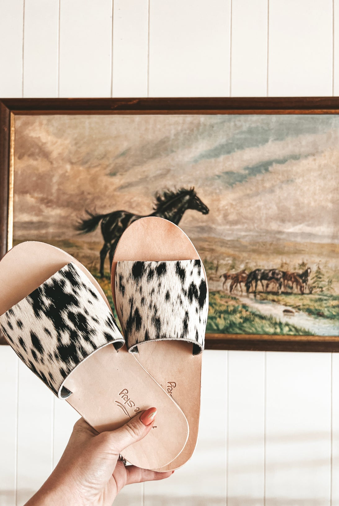 Cowhide Slides (Salt & Pepper)