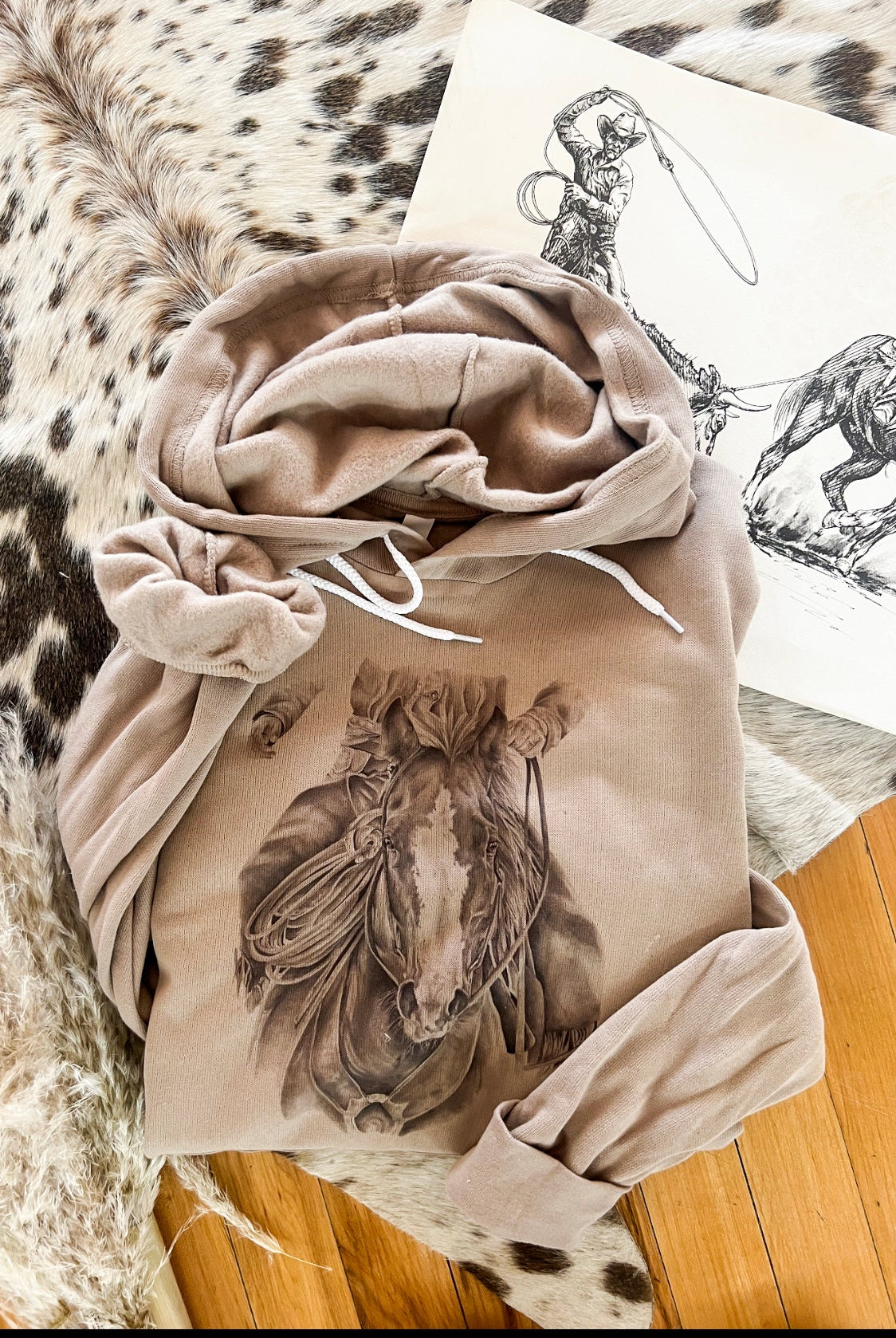 Head On Horse Hoodie(Adult) (Taupe)