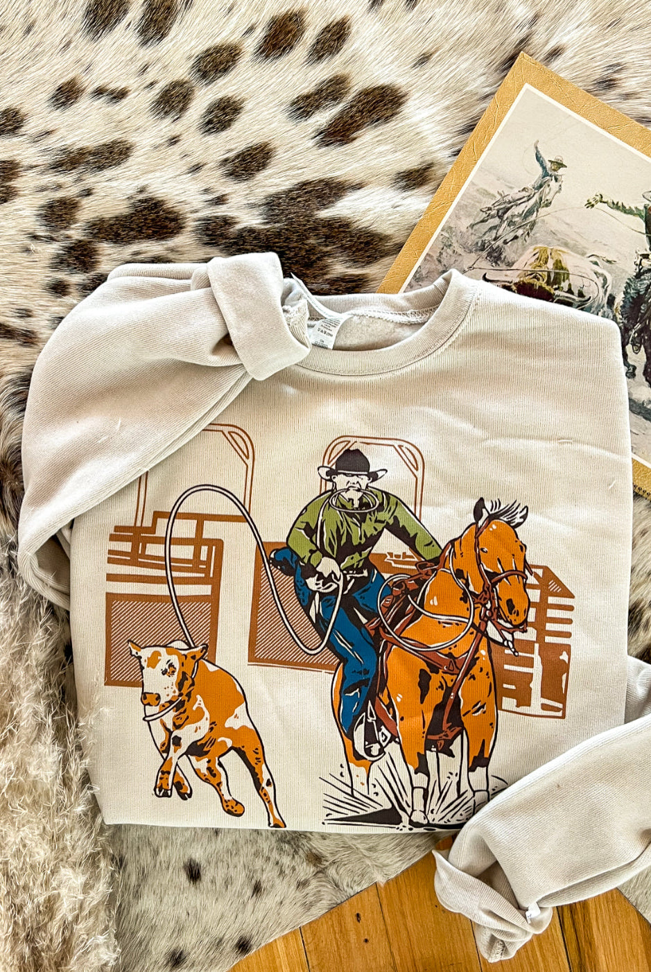 The Calf Roper Sweatshirt(Adult) (Taupe)