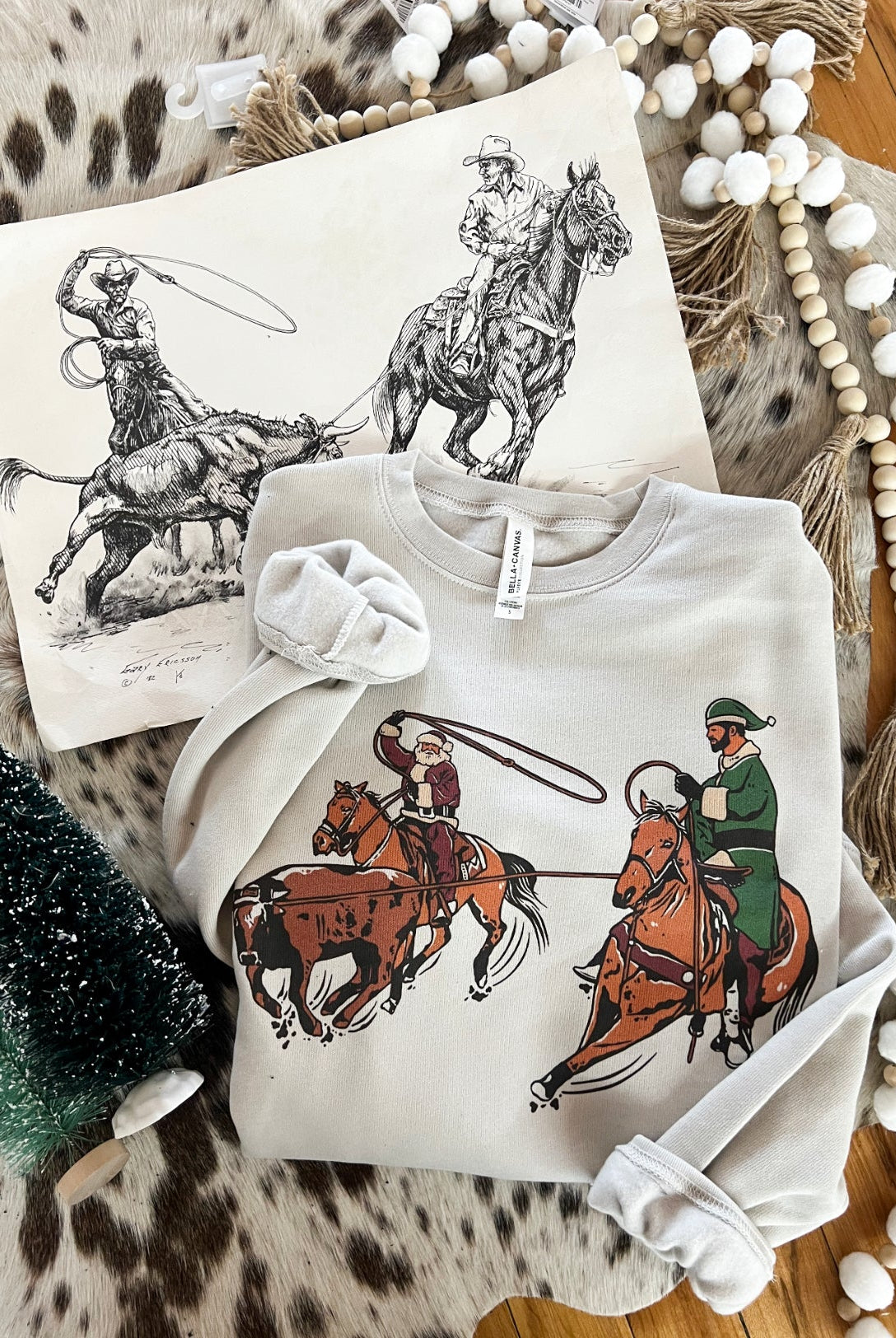 Century Team Ropers Design (Youth Onesie/Tee)(cream)