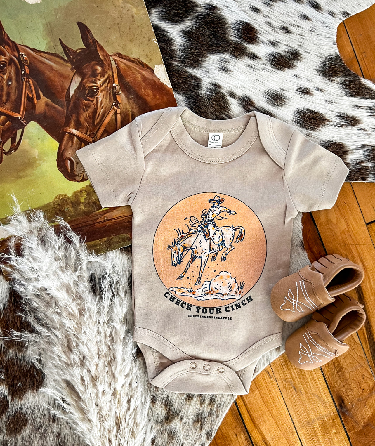 Check Your Cinch S/S Onesie/S/S Tee(little kid)(Clay)