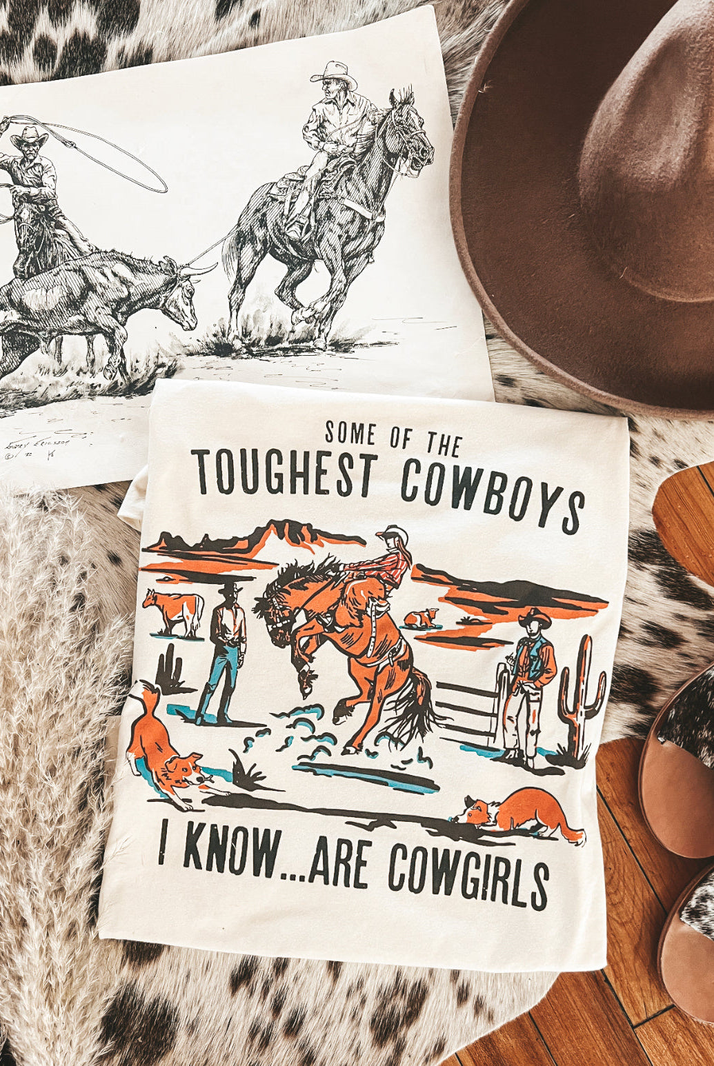 Toughest Cowgirl Tee or Sweatshirt(Adult)(Cream)