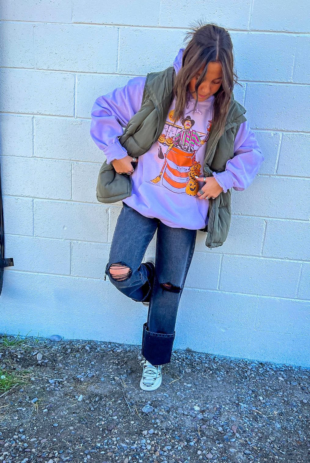 Purple/Green Rodeo Clown Halloween Hoodie(Fringed exclusive)