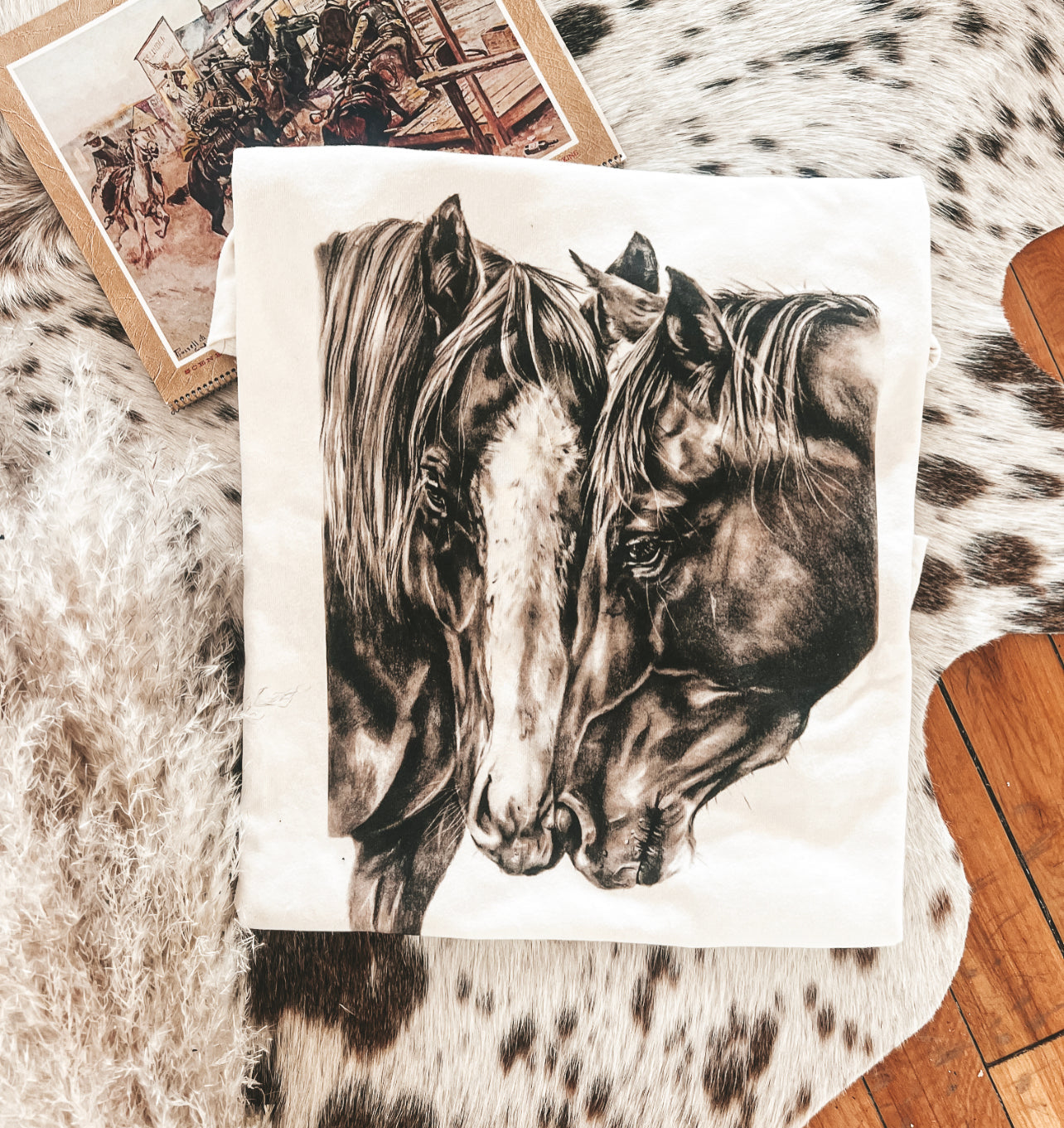 Nuzzled Horses Tee or Sweatshirt (cream) (Adult)