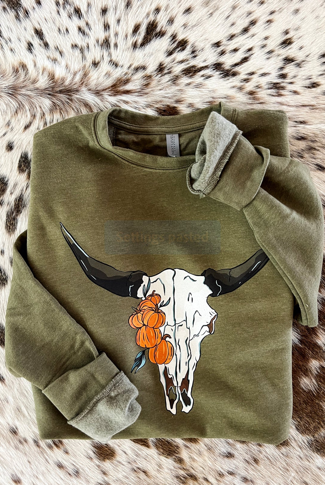 Pumpkin Bullskull Sweatshirt (hunter green)