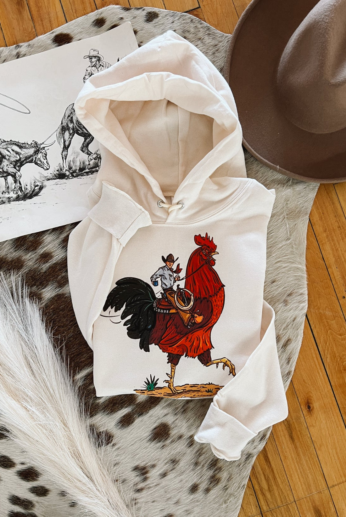 Cody Rooster Cowboy Hoodie(Adult)(Sweet Cream Mammoth)