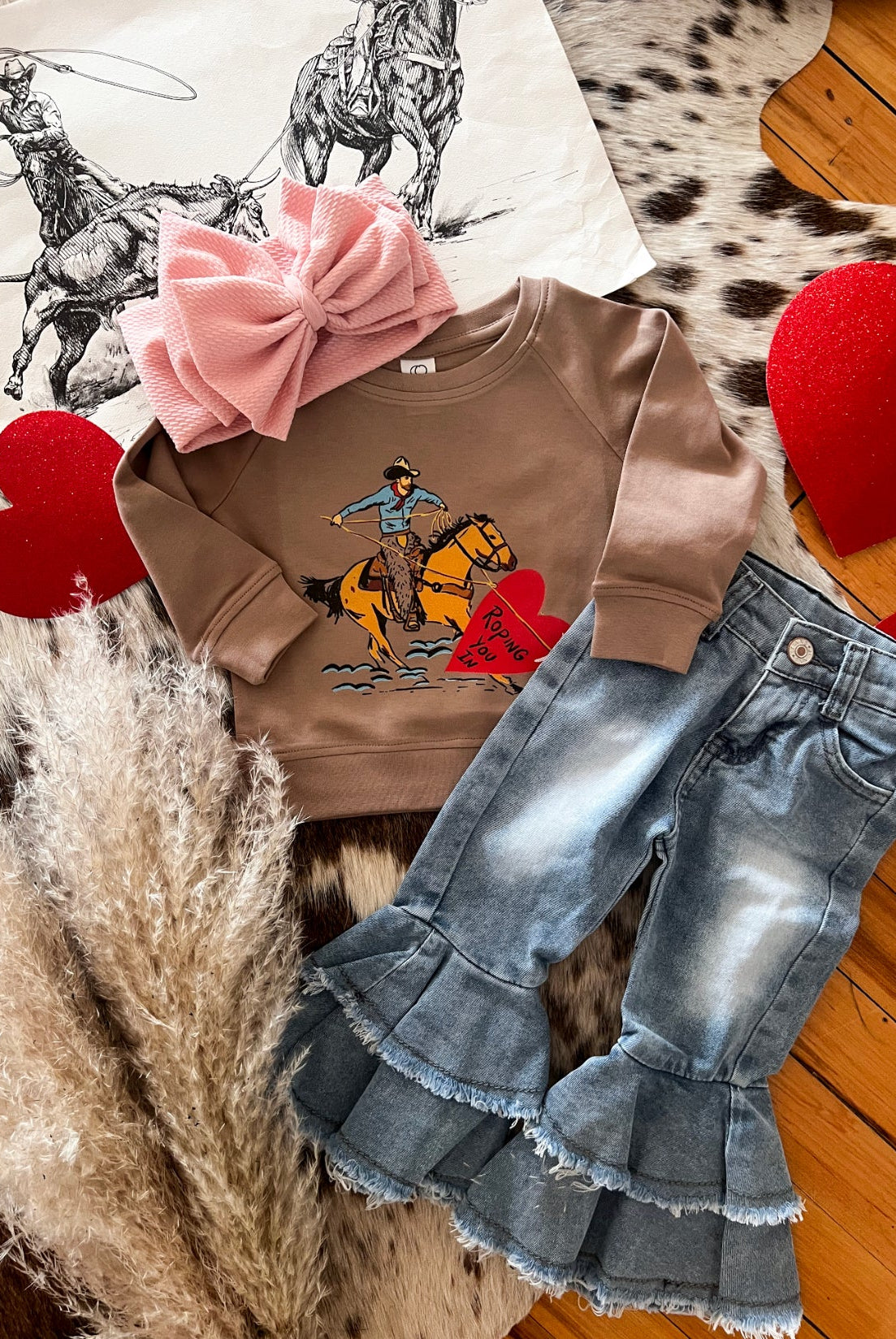 Calf Roper Valentine Sweatshirt(Infant) (Cognac)