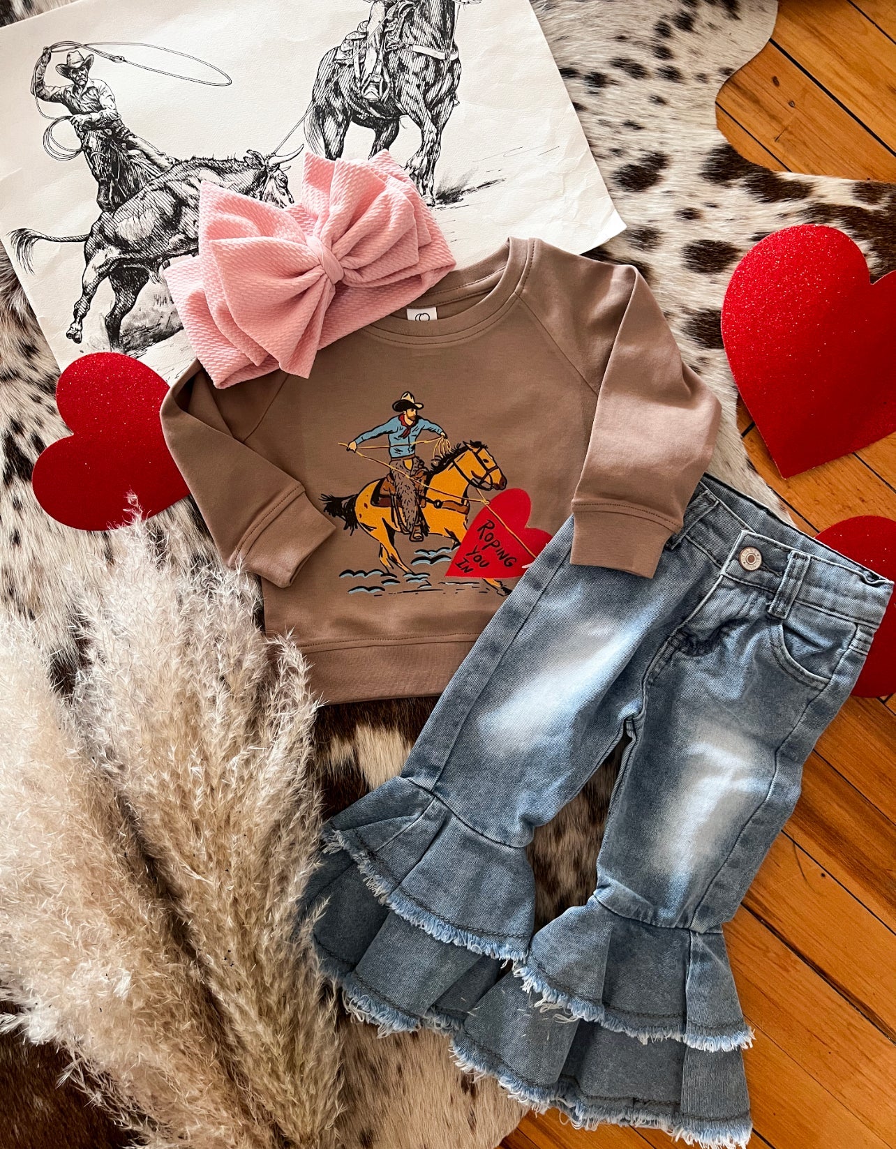 Calf Roper Valentine Sweatshirt(Infant) (Cognac)