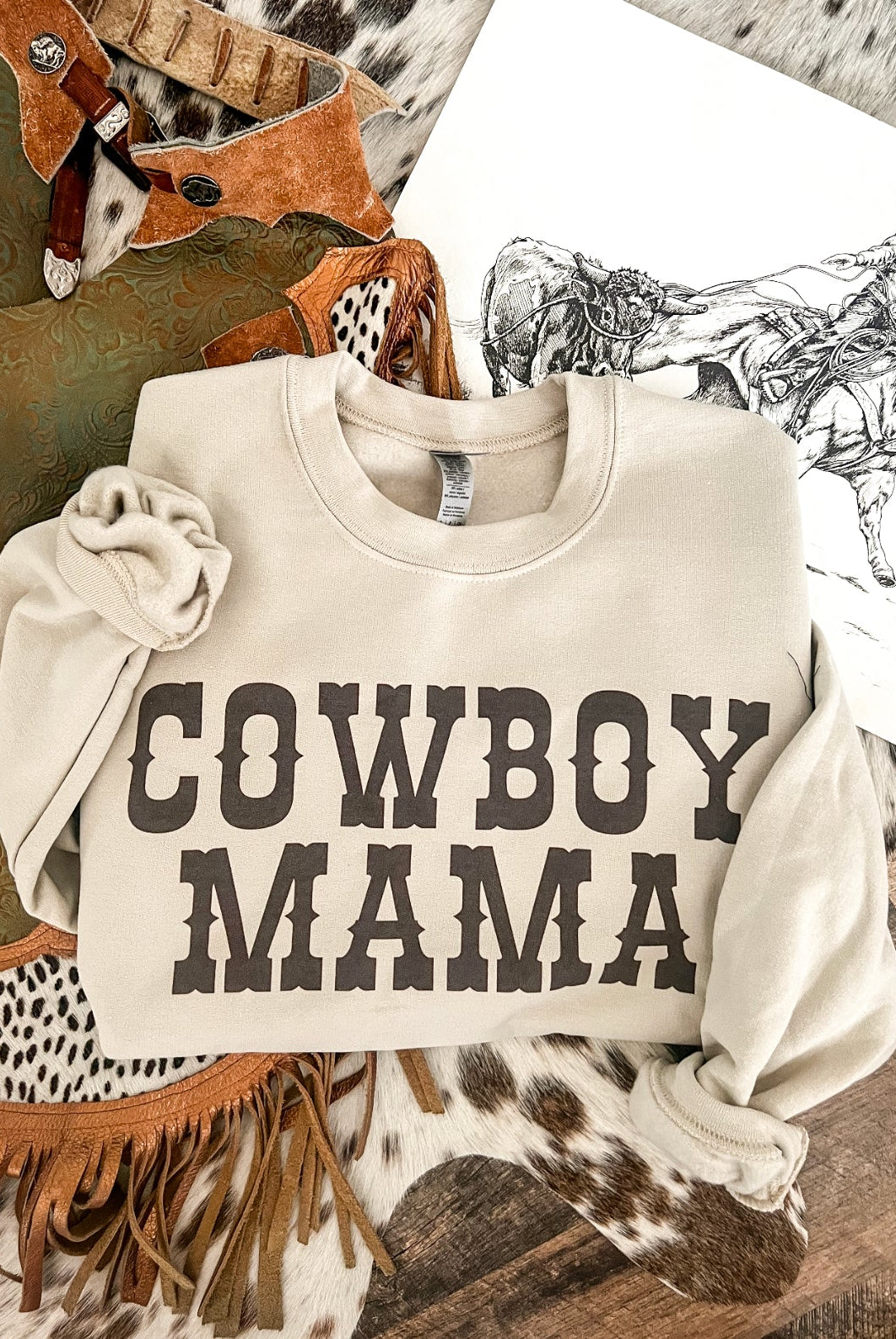 Cowboy Mama Sweatshirt (light taupe)