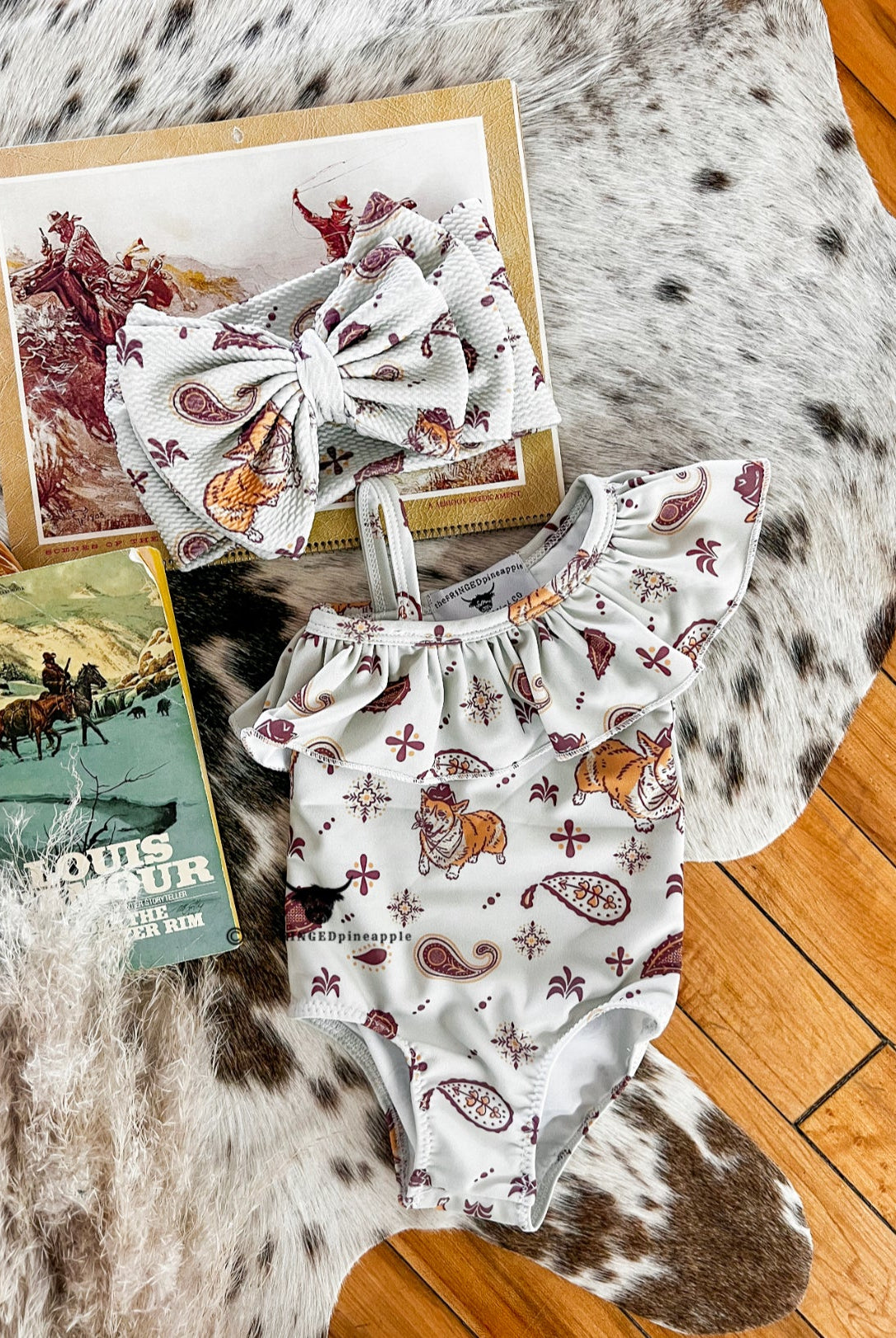 Corgi Paisley Single Ruffle Swimsuit