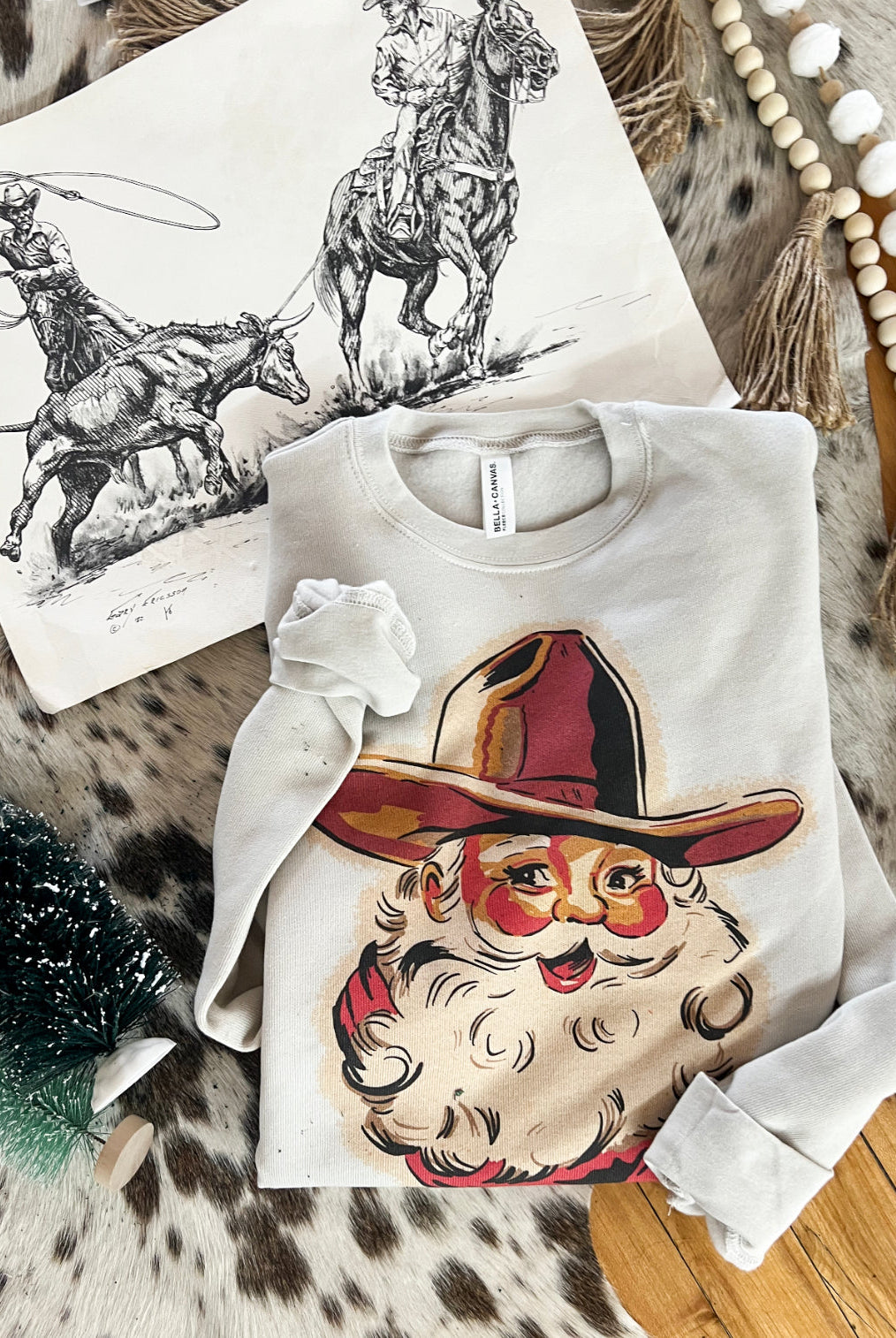 Cowboy Santa Design (Youth Onesie/Tee)(cream)
