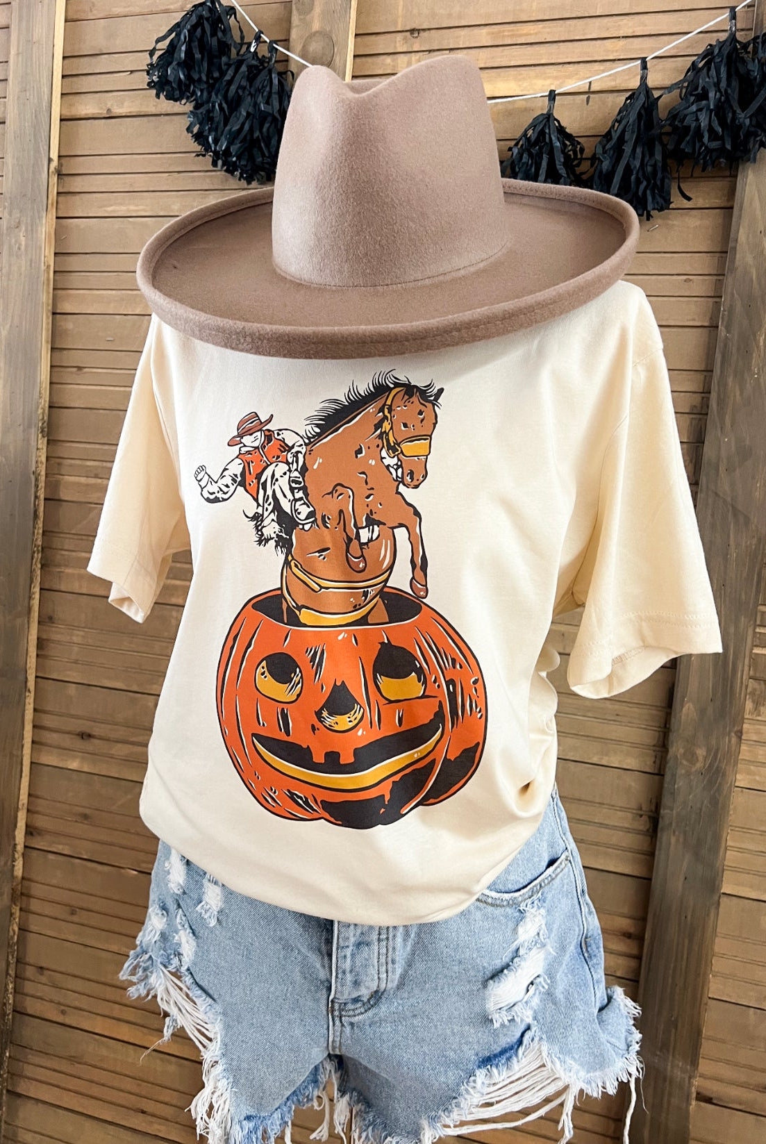 Pumpkin Cowboy Tee(No Words Fringed exclusive)(cream)