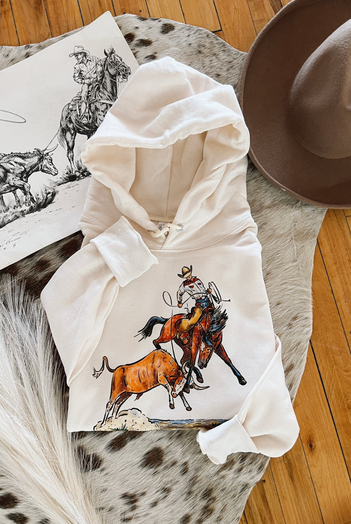 Cody Top Notch Buckaroo Hoodie(Adult)(Sweet Cream Mammoth)