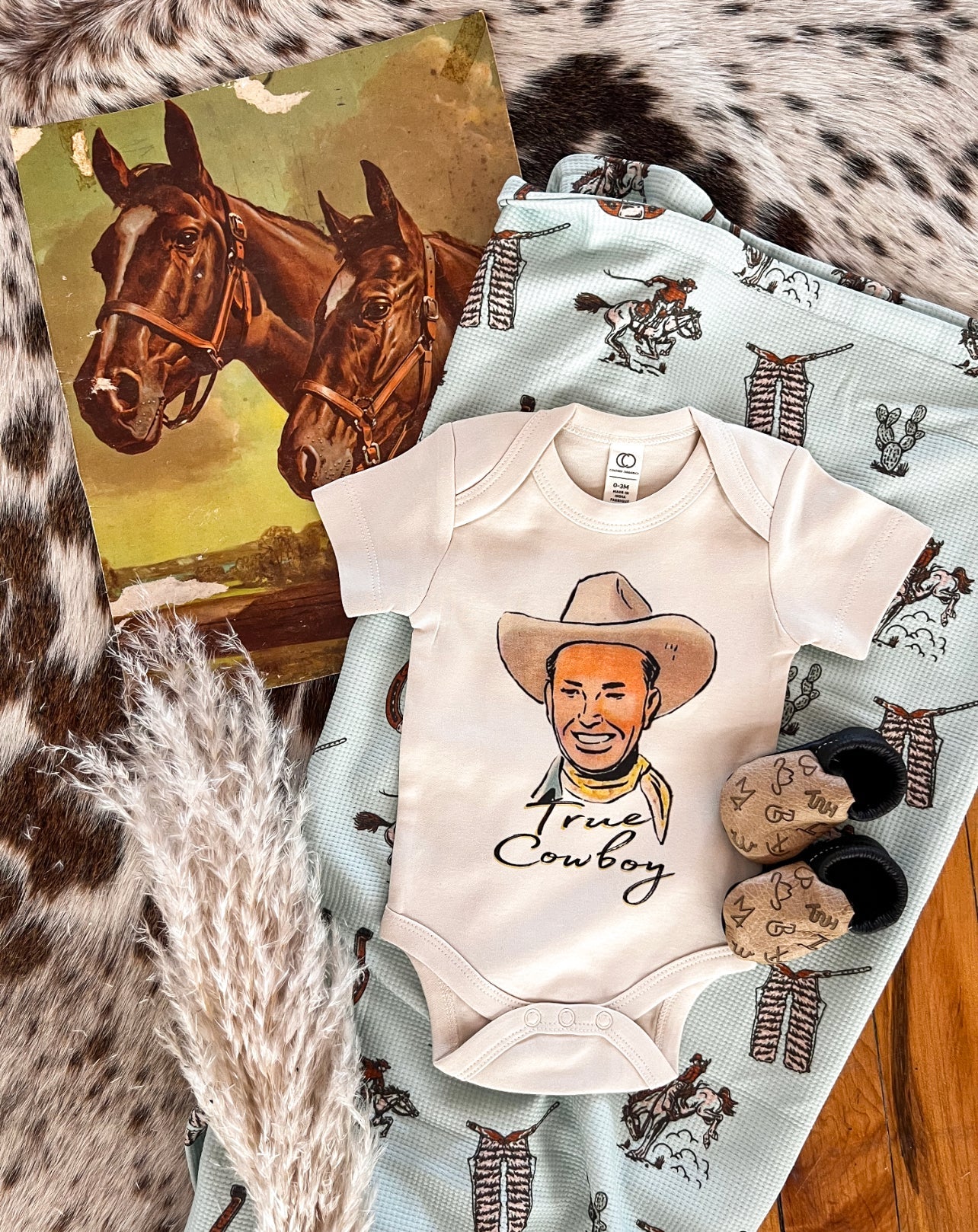 True Cowboy S/S Onesie/S/S Tee(little kid)(Natural)