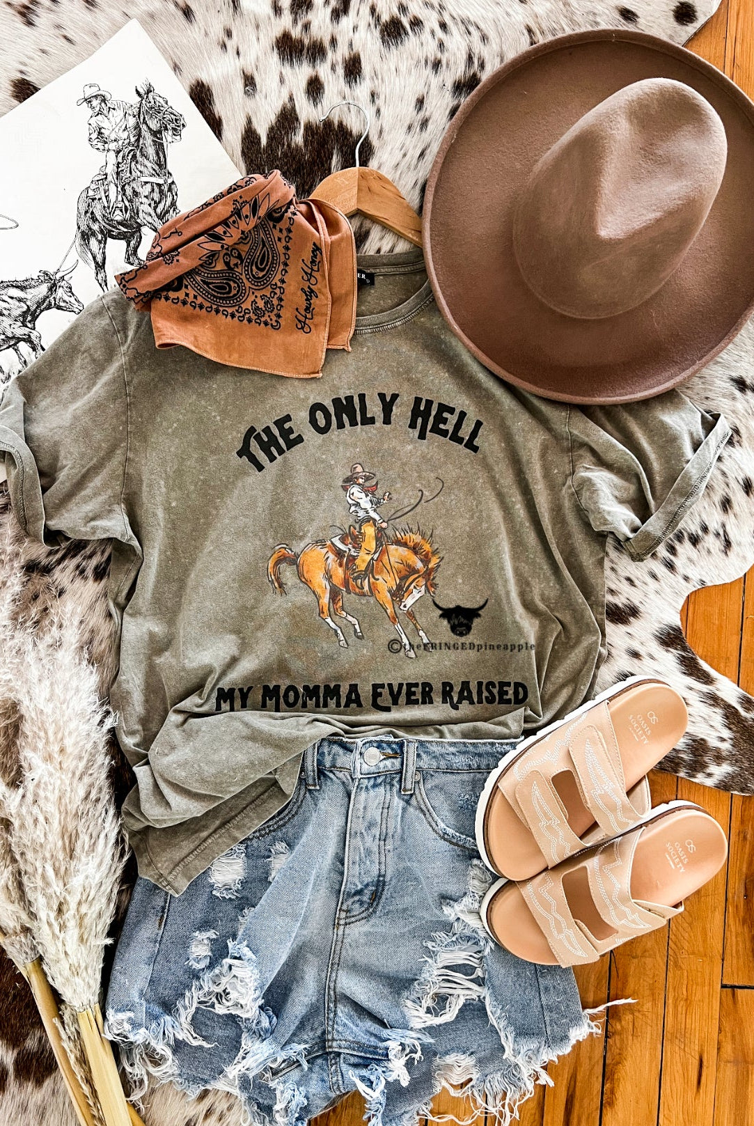 Hell Mama Raised Tee(Adult) (Stone Green)