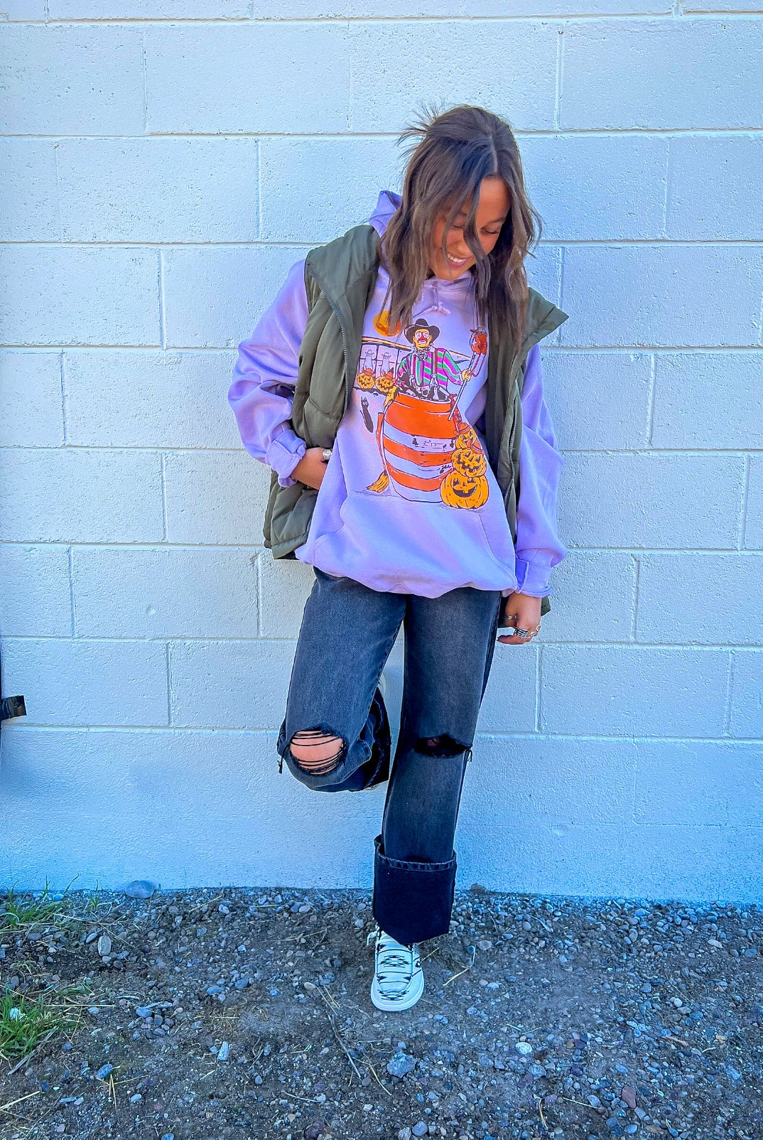 Purple/Green Rodeo Clown Halloween Hoodie(Fringed exclusive)