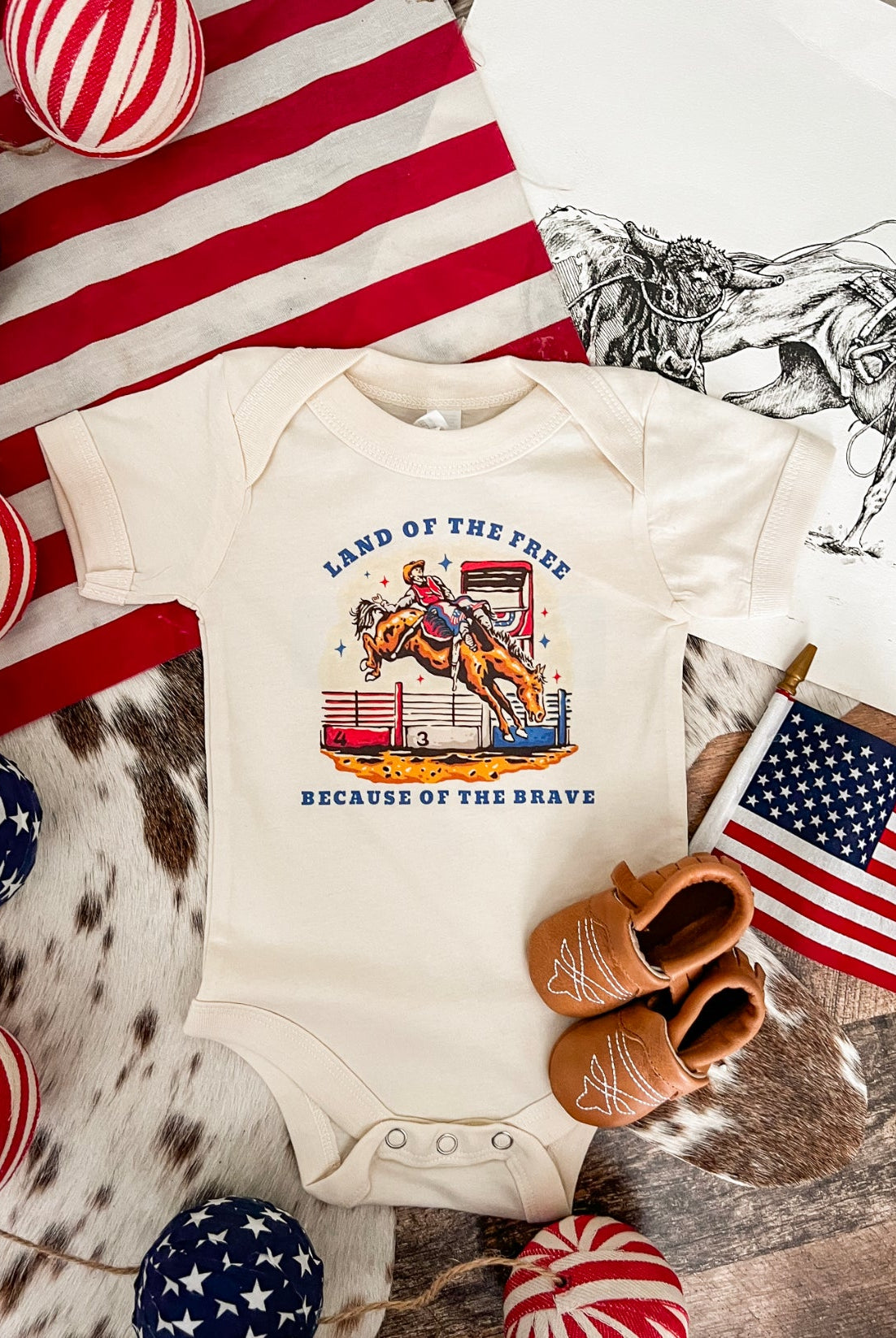 Western 4th Of July - Land Of The Free Bronc Rider (Infant/Toddler/Youth)