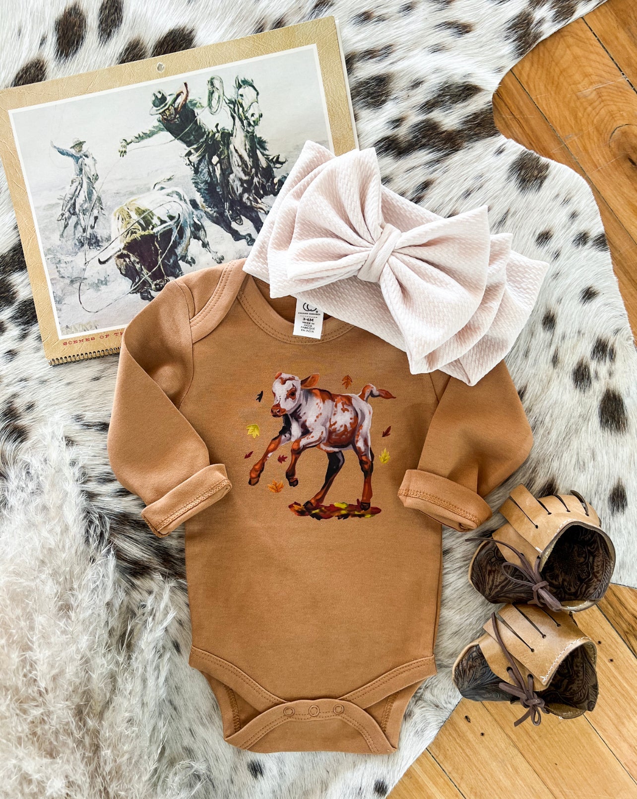 Longhorn Fall Calf Longsleeve/Short Sleeve Tee(little kid)(Ginger)