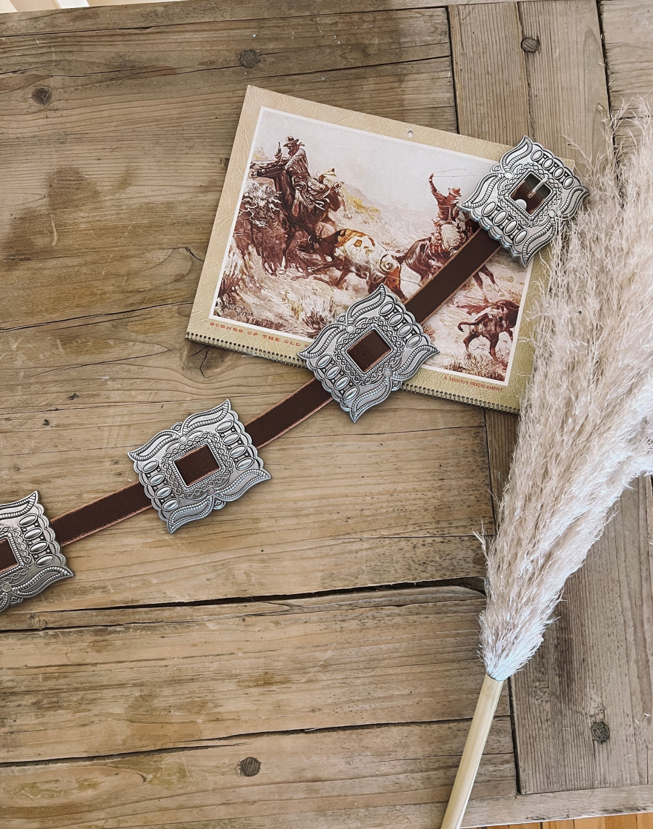 Concho Leather Belt(Brown)