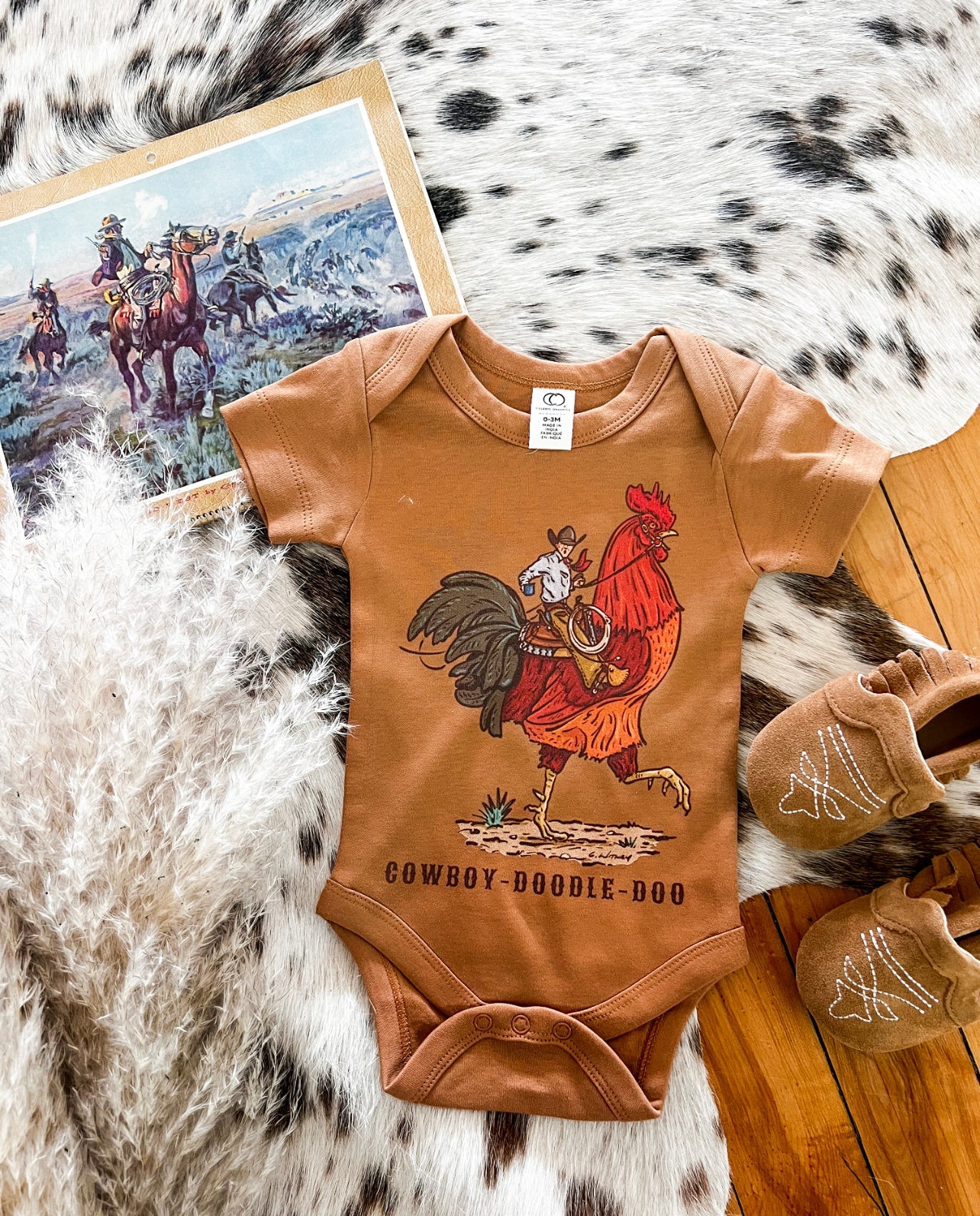 Rooster Cowboy Longsleeve/Short Sleeve Tee(little kid)(ginger)