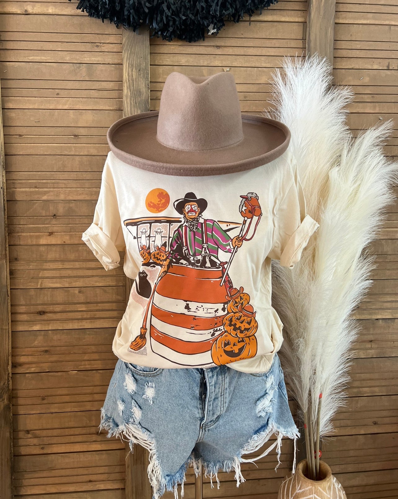 Purple/Green Rodeo Clown Halloween Tee(Fringed exclusive)