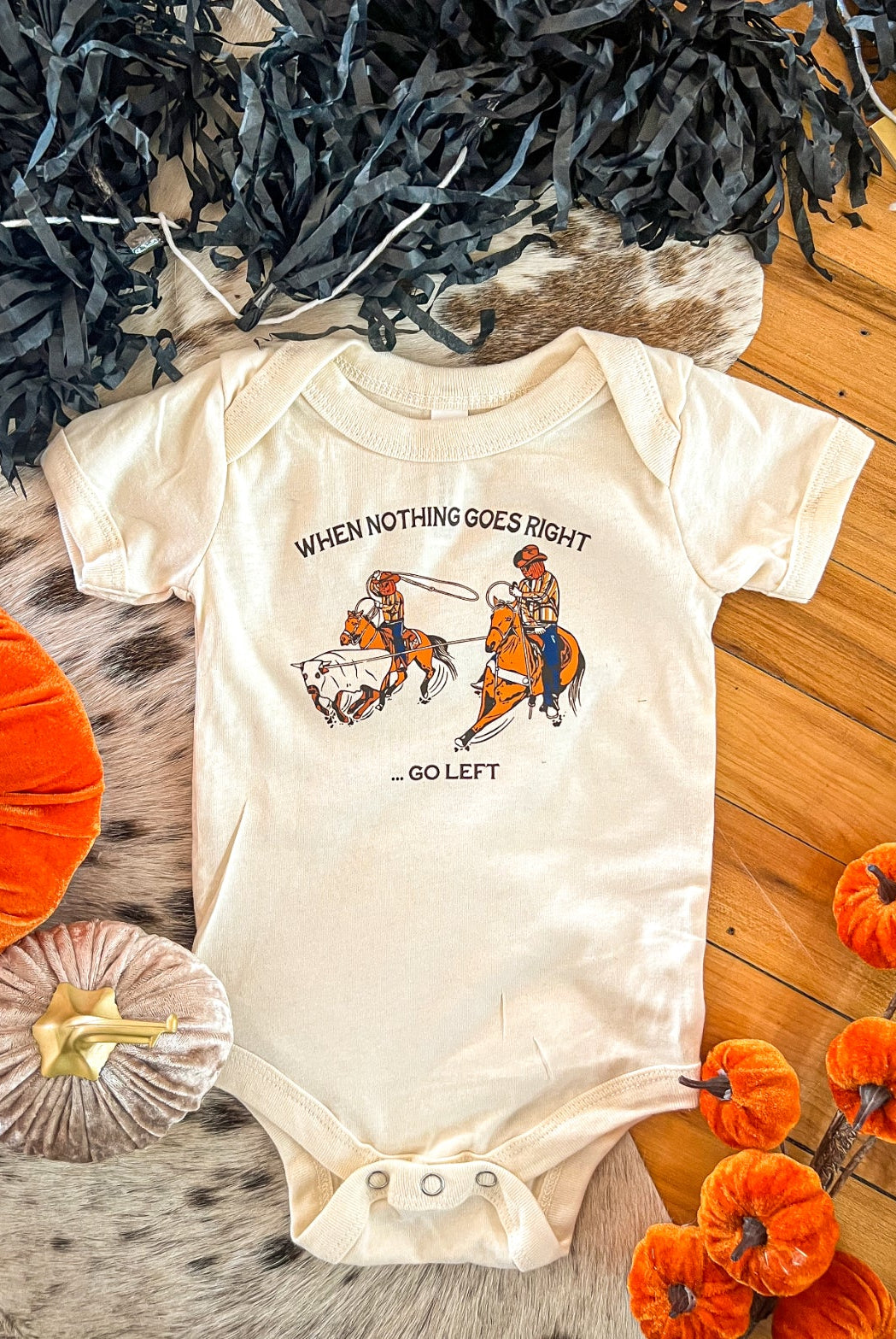Pumpkin Team Roper Onesie (cream)