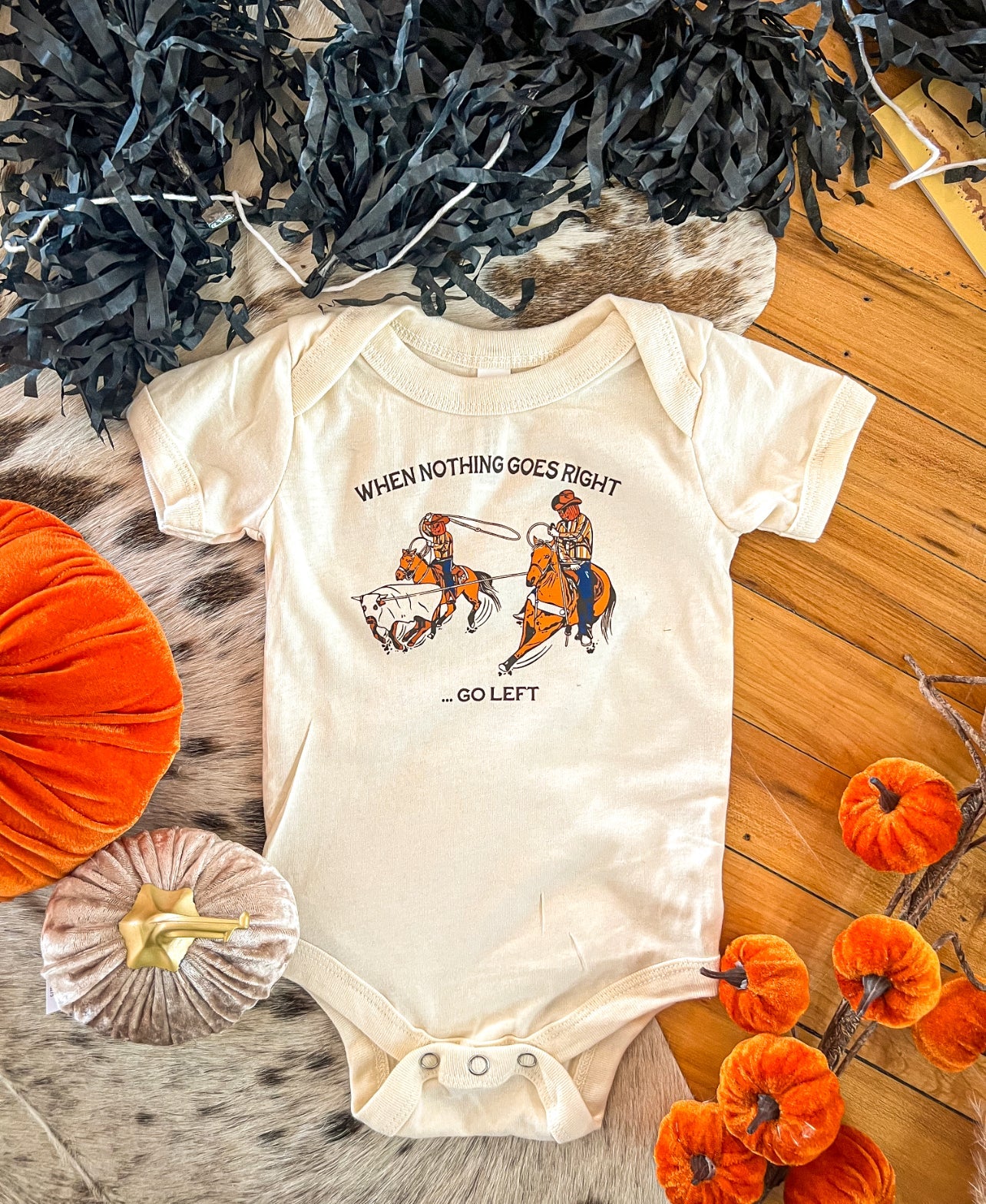 Pumpkin Team Roper Onesie (cream)