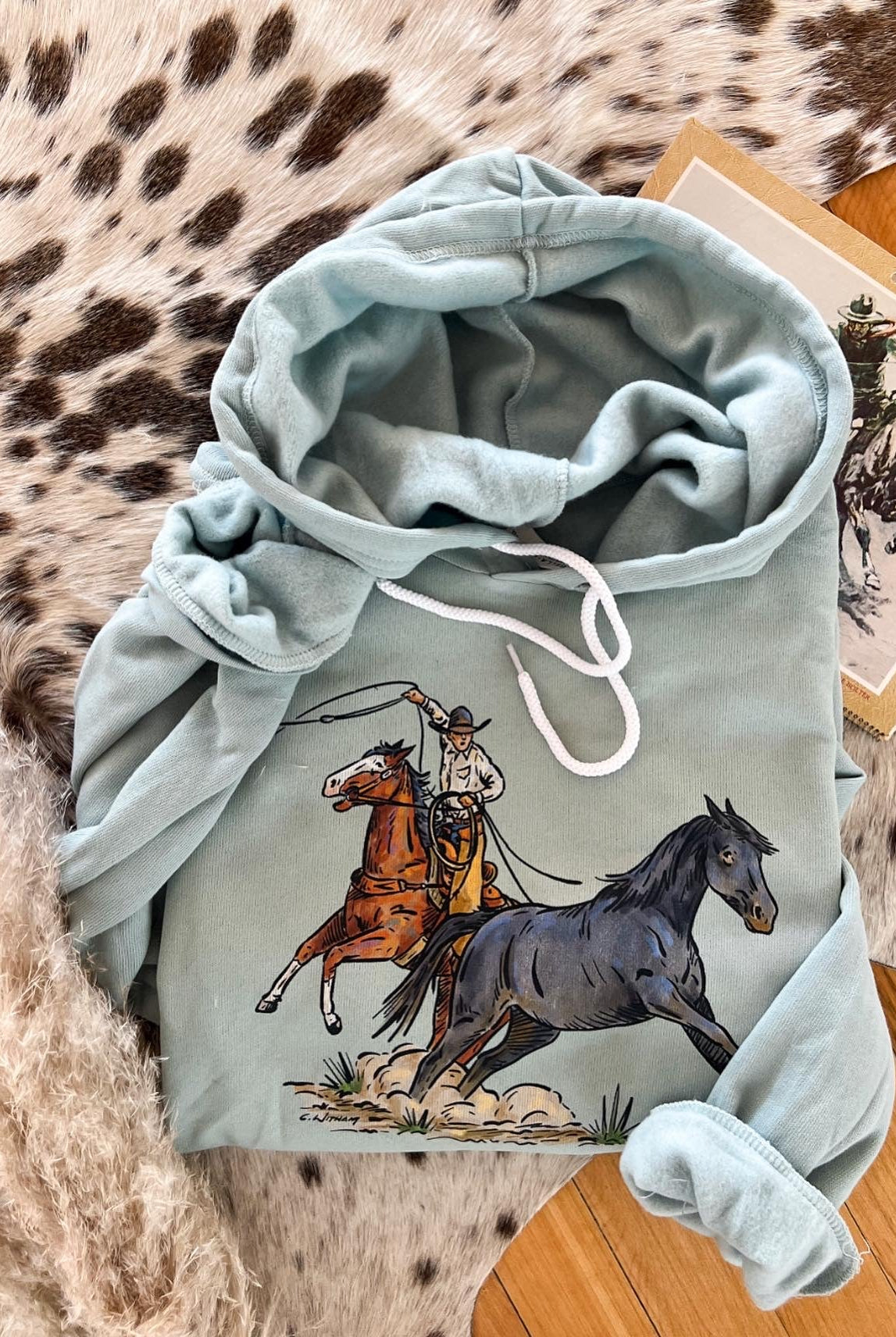 Cody Wild Horse Hoodie(Adult) (Seafoam)