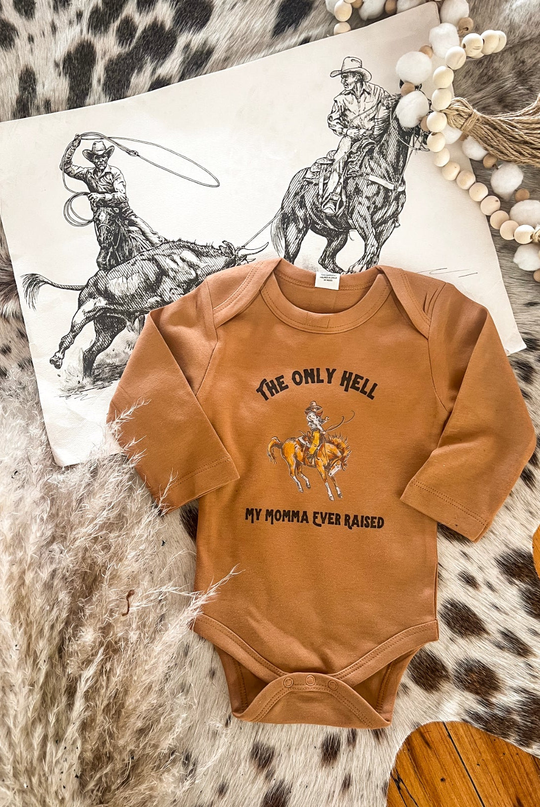 Mama Raised L/S Onesie/S/S Tee(Infant/Toddler)(Ginger/Cognac)