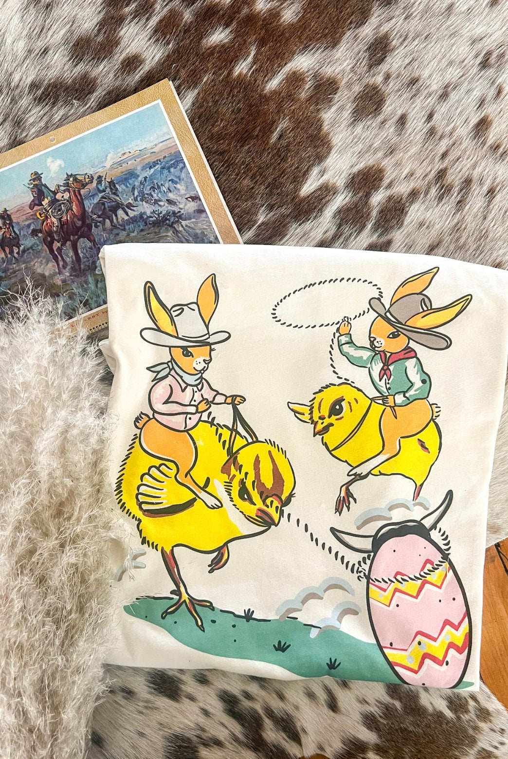 Easter Rodeo Cowboy Tee or Sweatshirt (cream) (Adult)