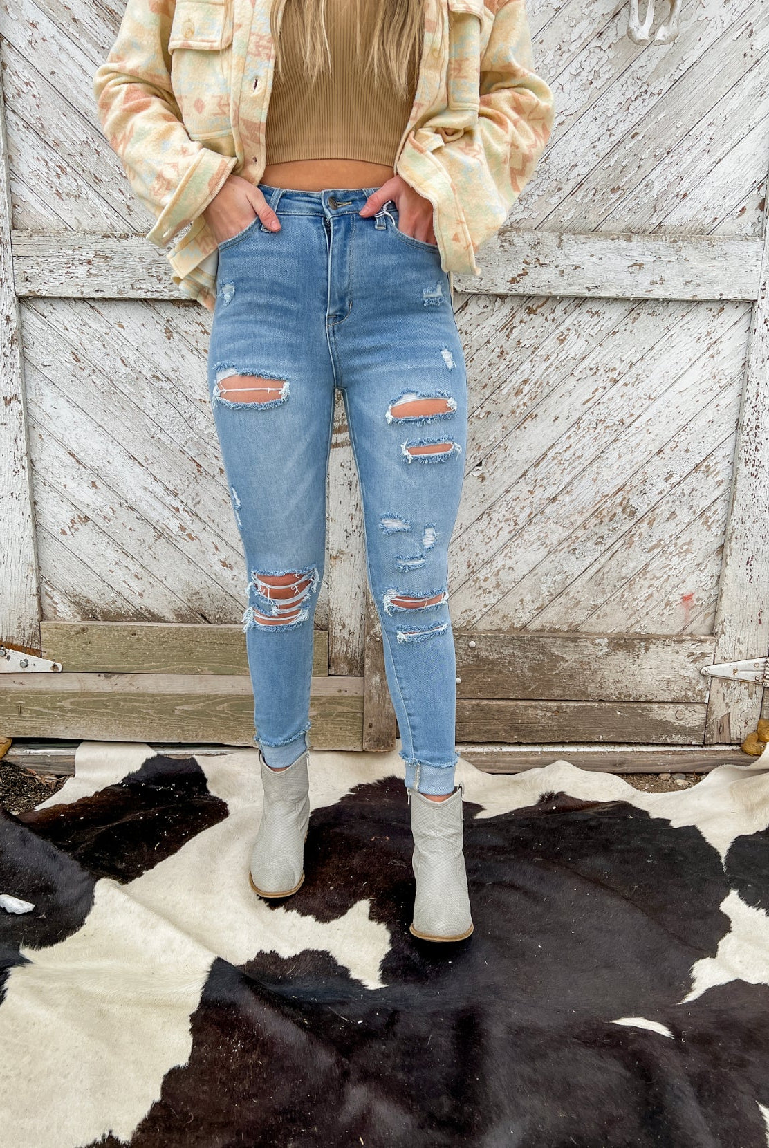 Denim Babes High Rise Waist Distressed Jeans(Skinny 344MD2)