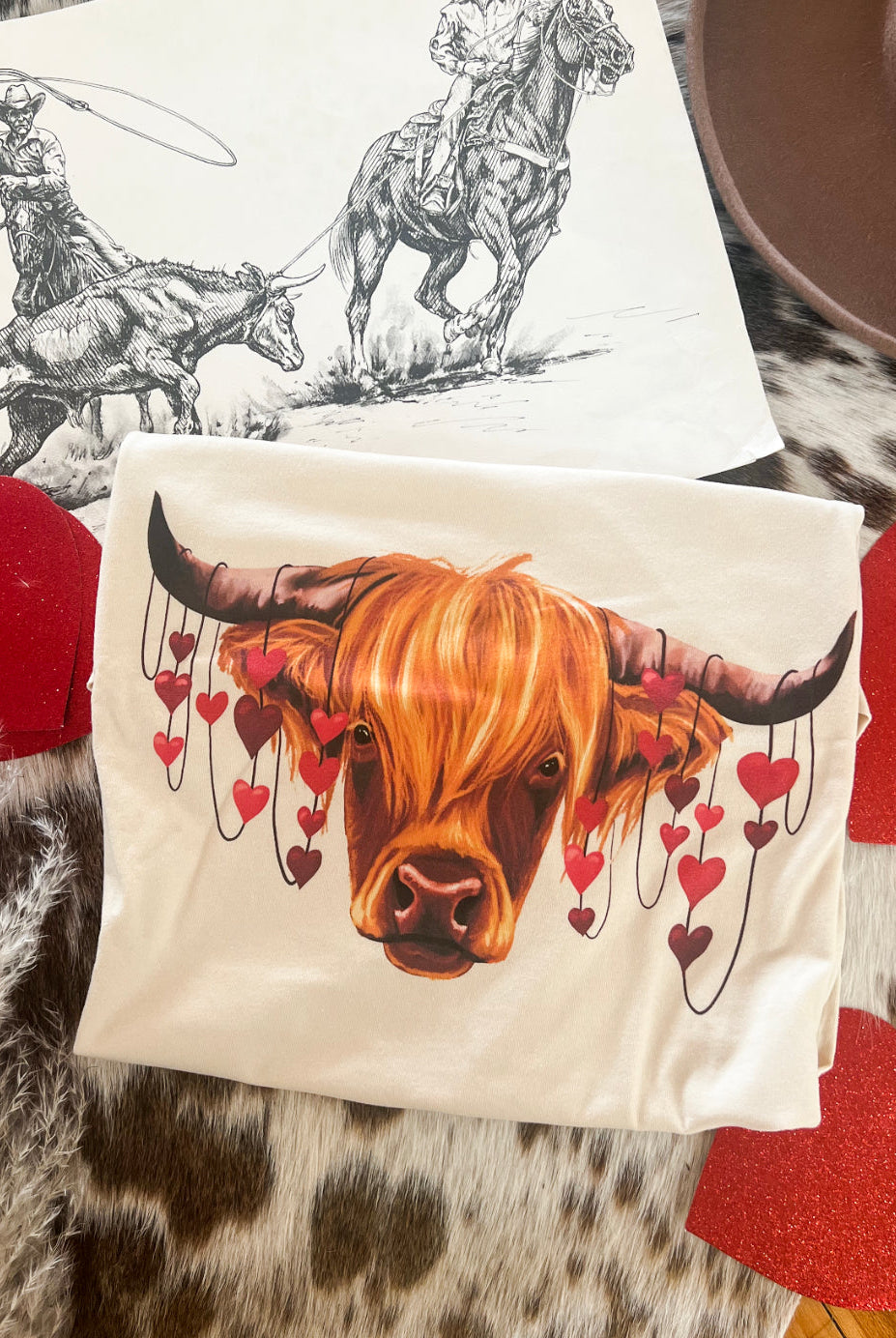 Highland Valentines Cowboy Design (Youth Onesie/Tee)(cream)