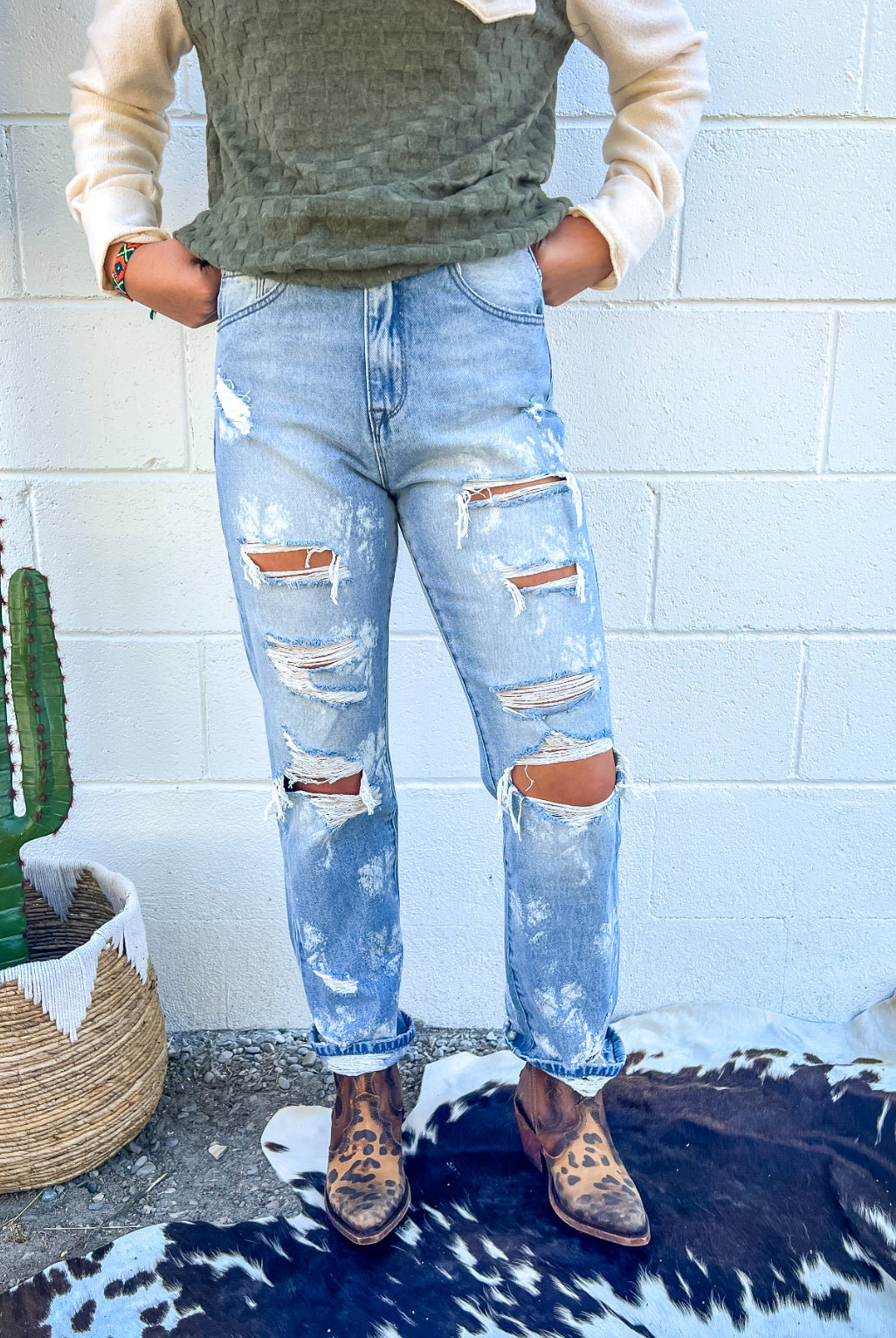 Darlin High Rise Distressed Vintage Straight(281VXY-MD)