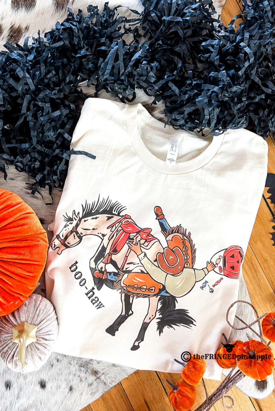 Halloween Buckoff Cowboy Design Tee or Sweatshirt (cream) (Adult)