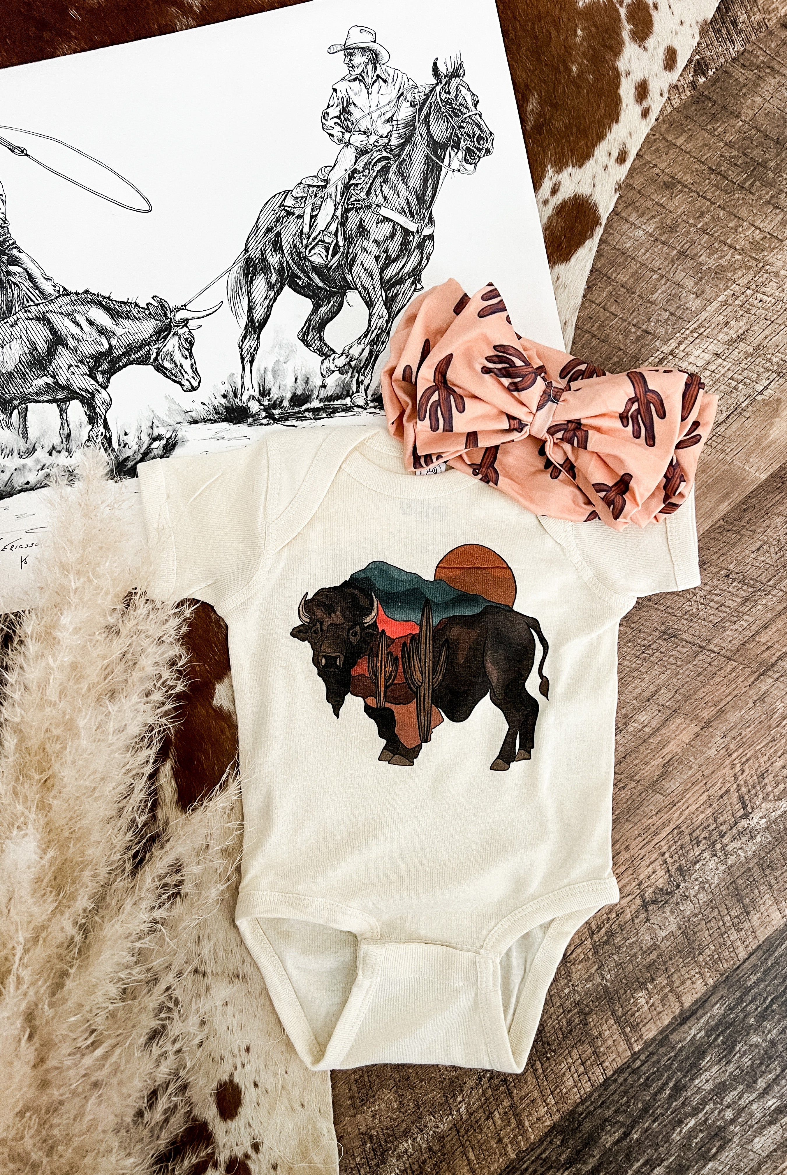 Buffalo Desert S/S Onesie(Infant/Toddler/Youth)(Cream)