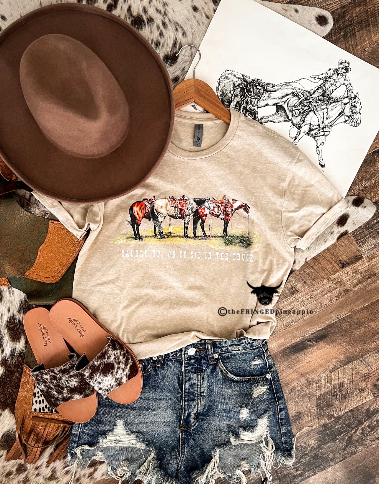 Saddle Up Tee or Sweatshirt (cream) (Adult)