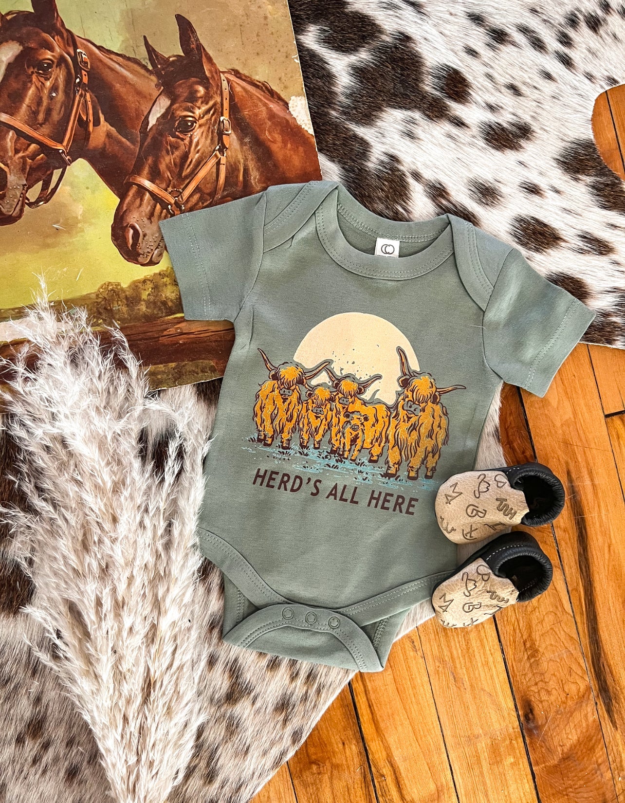 Herds All Here S/S Onesie/S/S Tee(little kid)(Thyme)