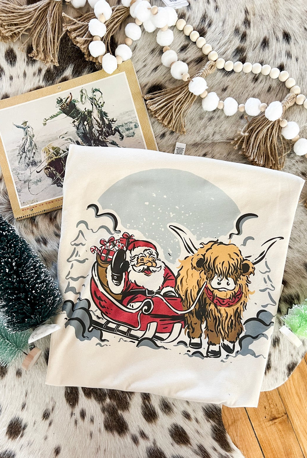 Highland Sleigh Christmas Design (Youth Onesie/Tee)(cream)