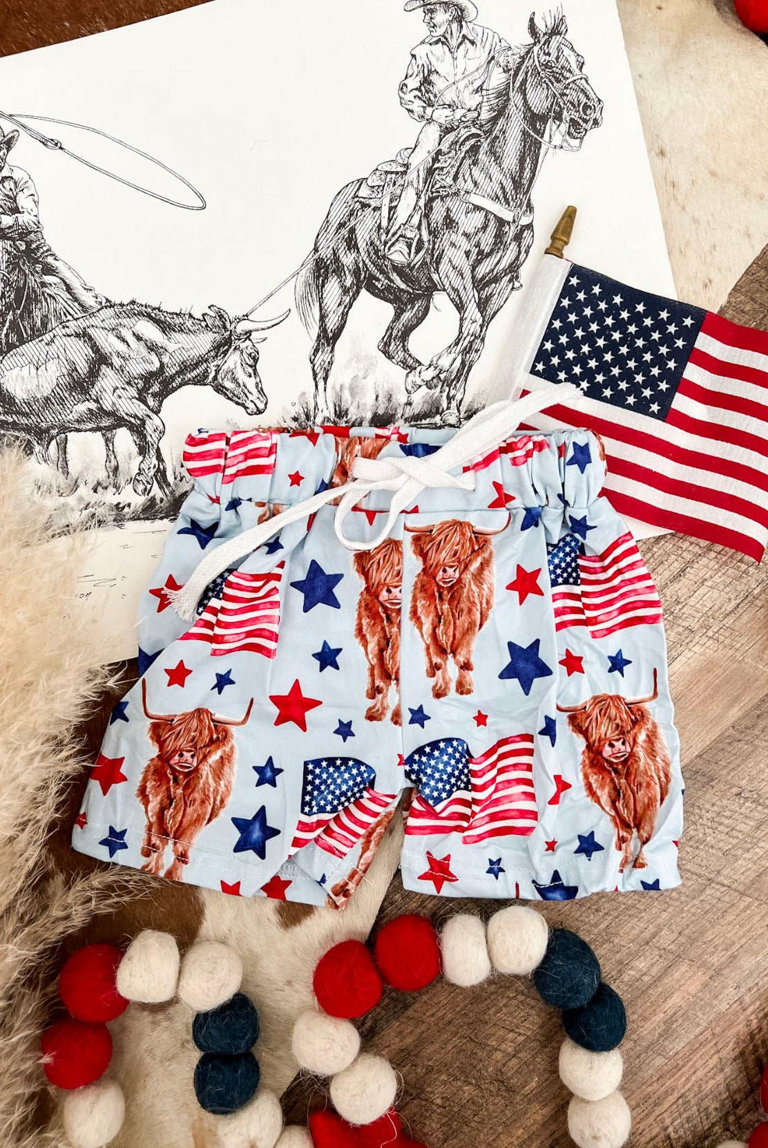 Flag Highland Shorts(blue-little kid)(final sale)