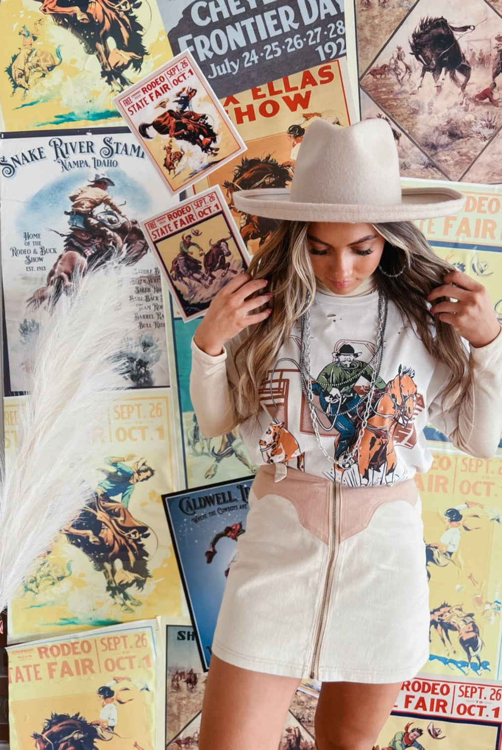 The Calf Roper Distressed Tee (Adult)(Taupe)