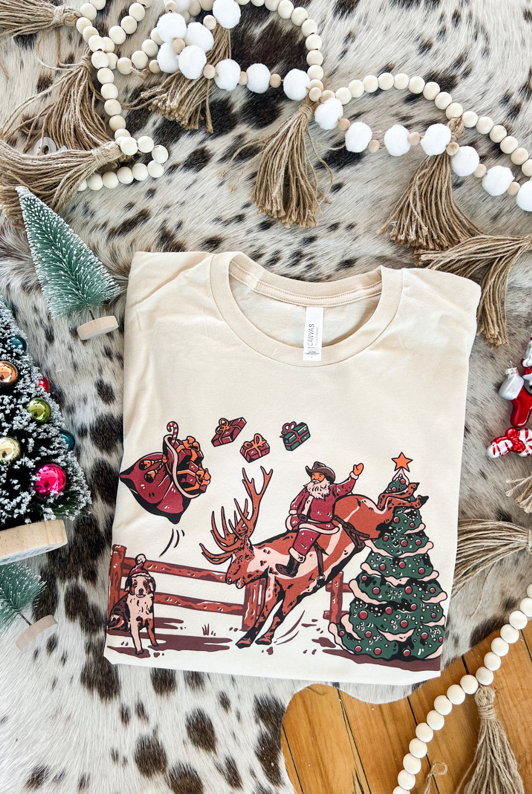 Buckin Reindeer Design (Youth Onesie/Tee)(cream)