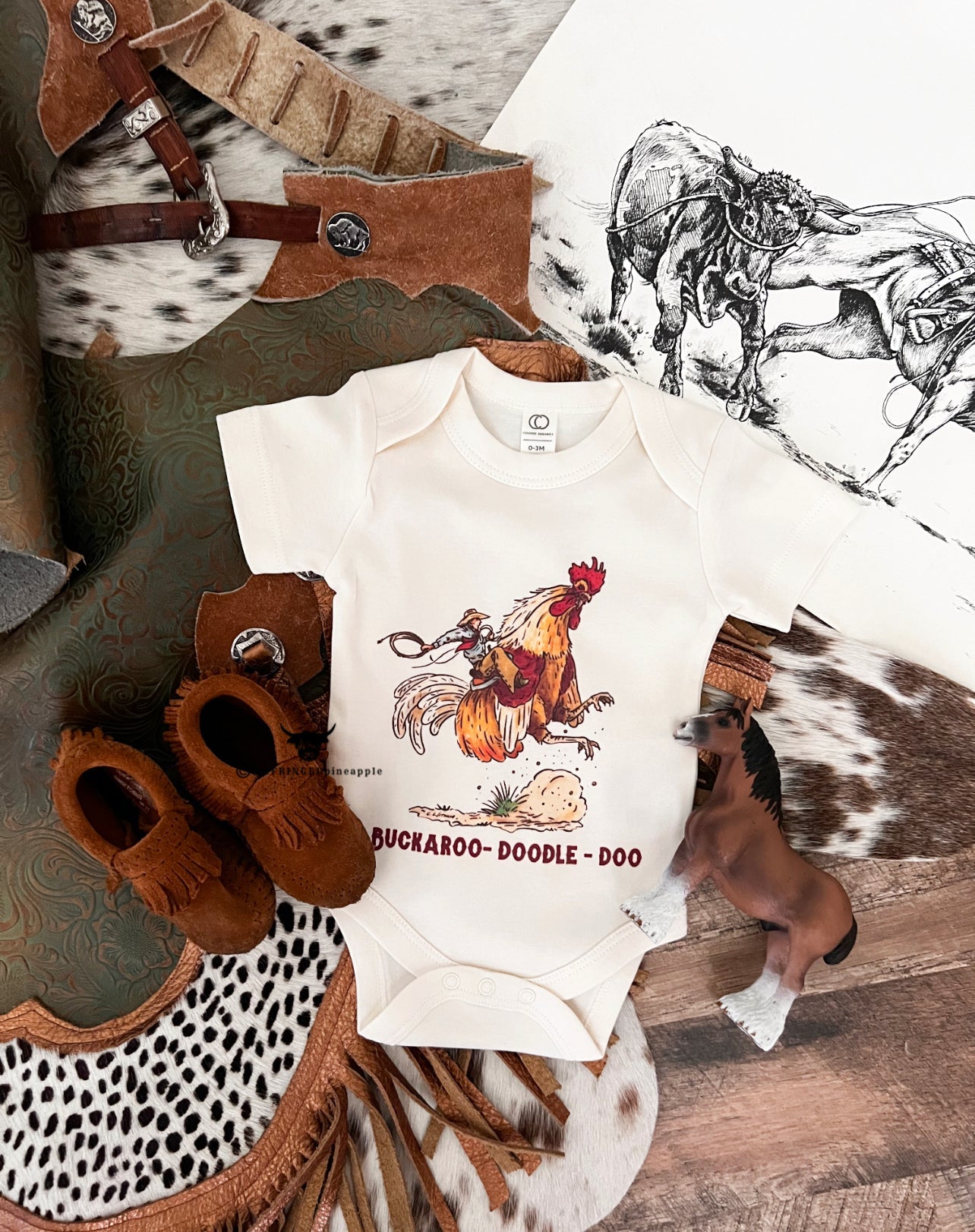 Buckaroo-Doodle-Doo Onesie (little kid)(cream)