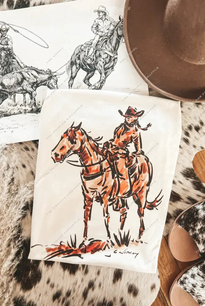 Lone Rider Cowgirl Design (Youth Onesie/Tee)(cream)