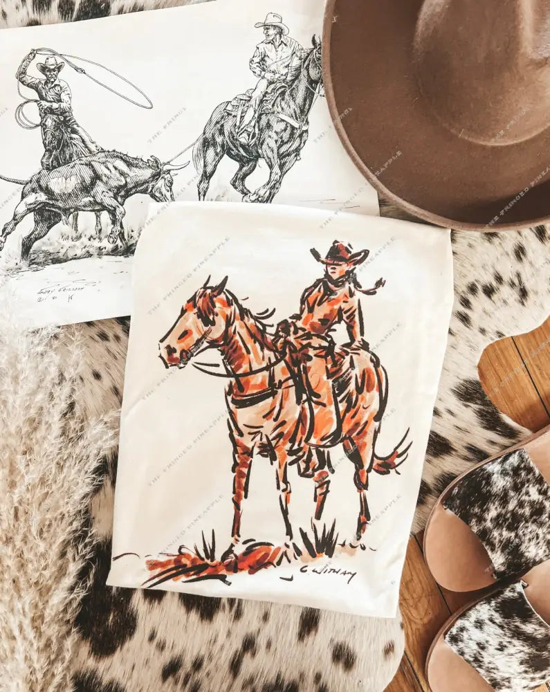 Lone Rider Cowgirl Design (Youth Onesie/Tee)(cream)