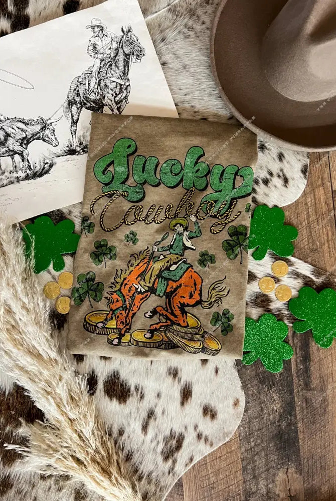 Lucky Cowboy St Patrick’s Design Tee Or Sweatshirt