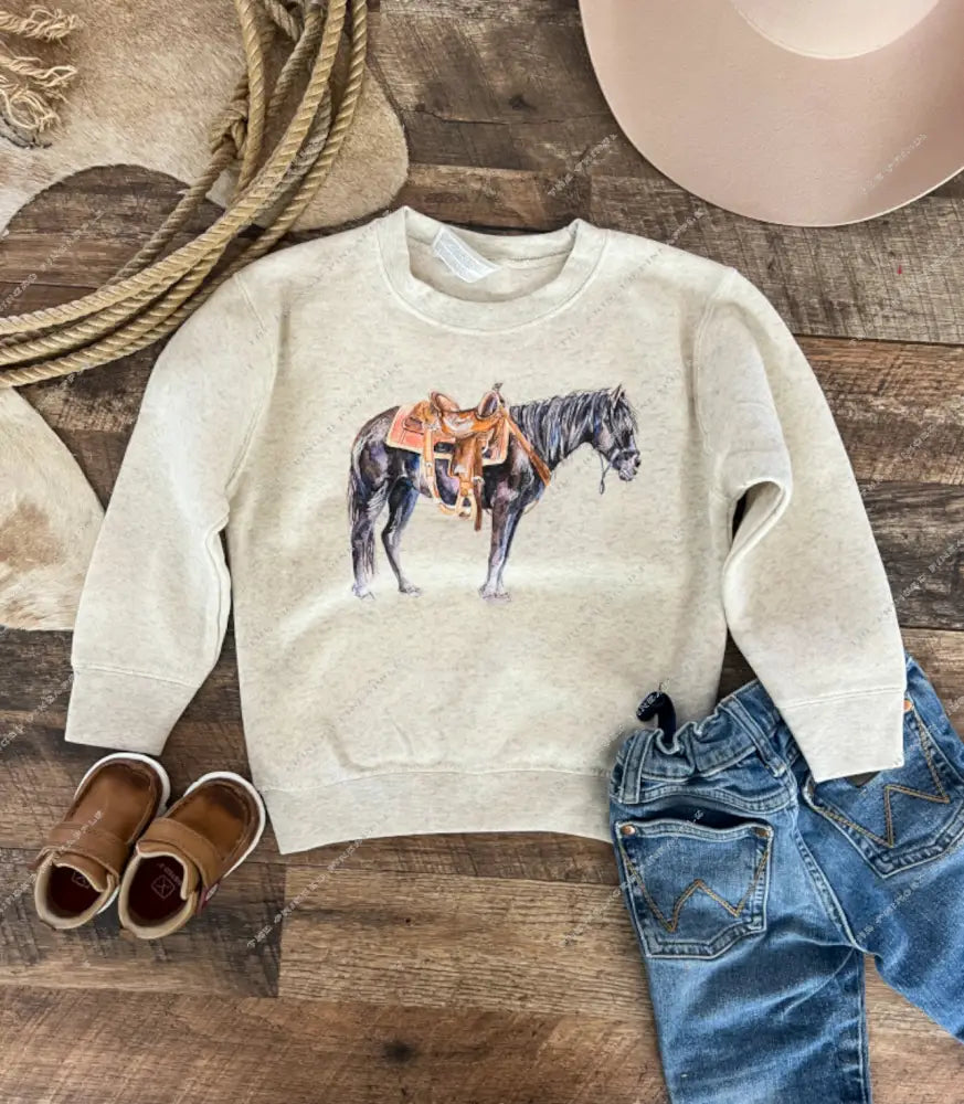 Ol Trusty- Hand Drawn Western Sweatshirt/Tee (Infant/Toddler/Youth)(Cream)