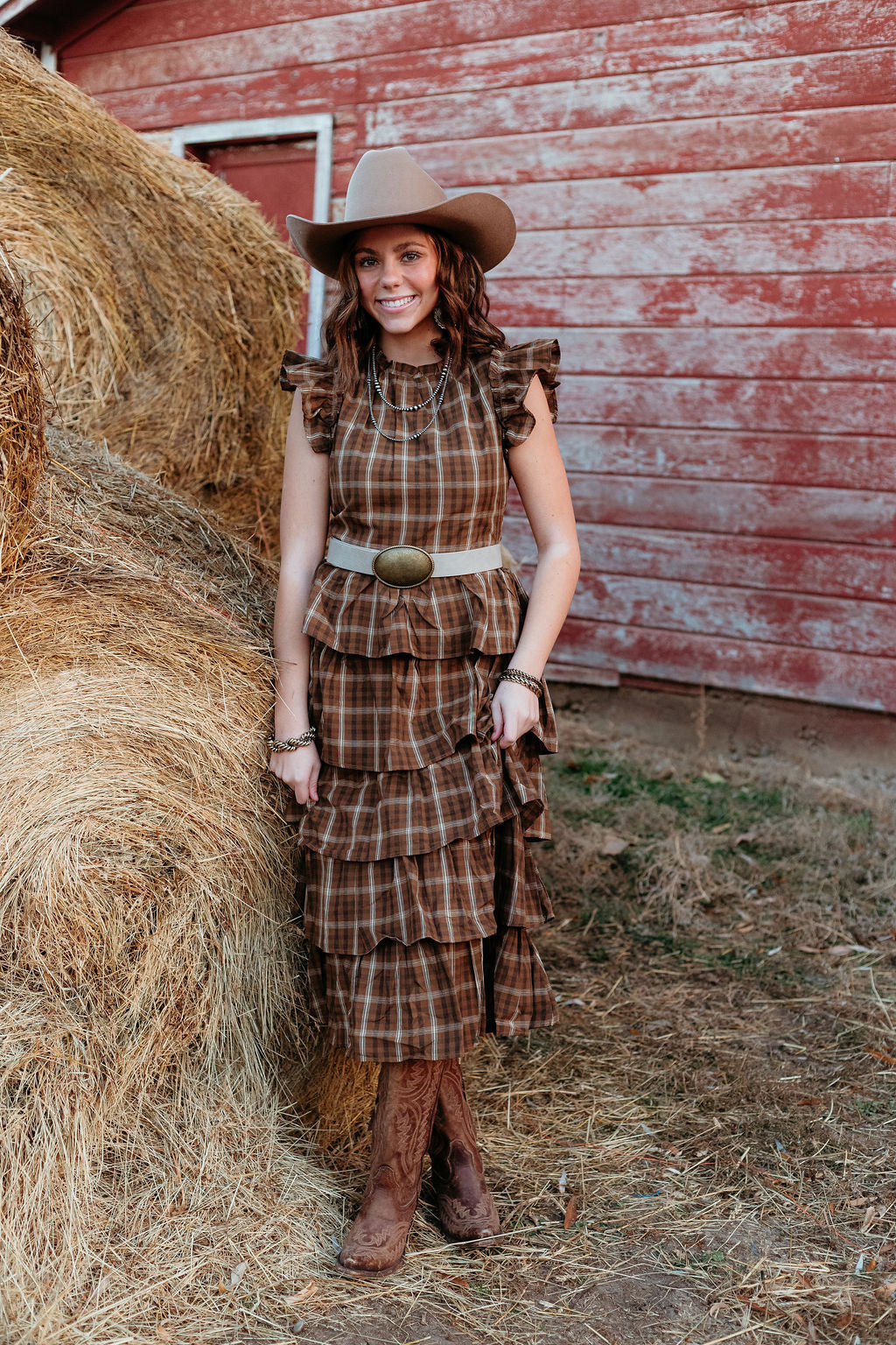 Ruffle Round Up Plaid Dress
